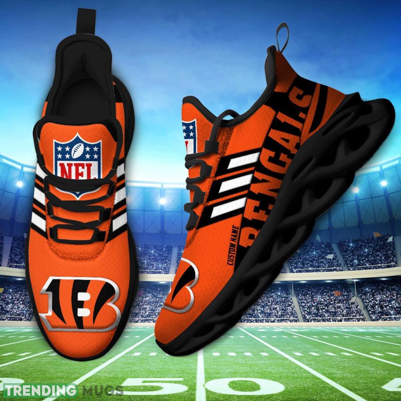 Running Sneakers NFL Cincinnati Bengals Big Logo Striped Style Personalized Name Max Soul Shoes Sneakers Max Soul Running Sneakers NFL Cincinnati Bengals Big Logo Striped Style Personalized Name Max Soul Shoes Sneakers Max Soul