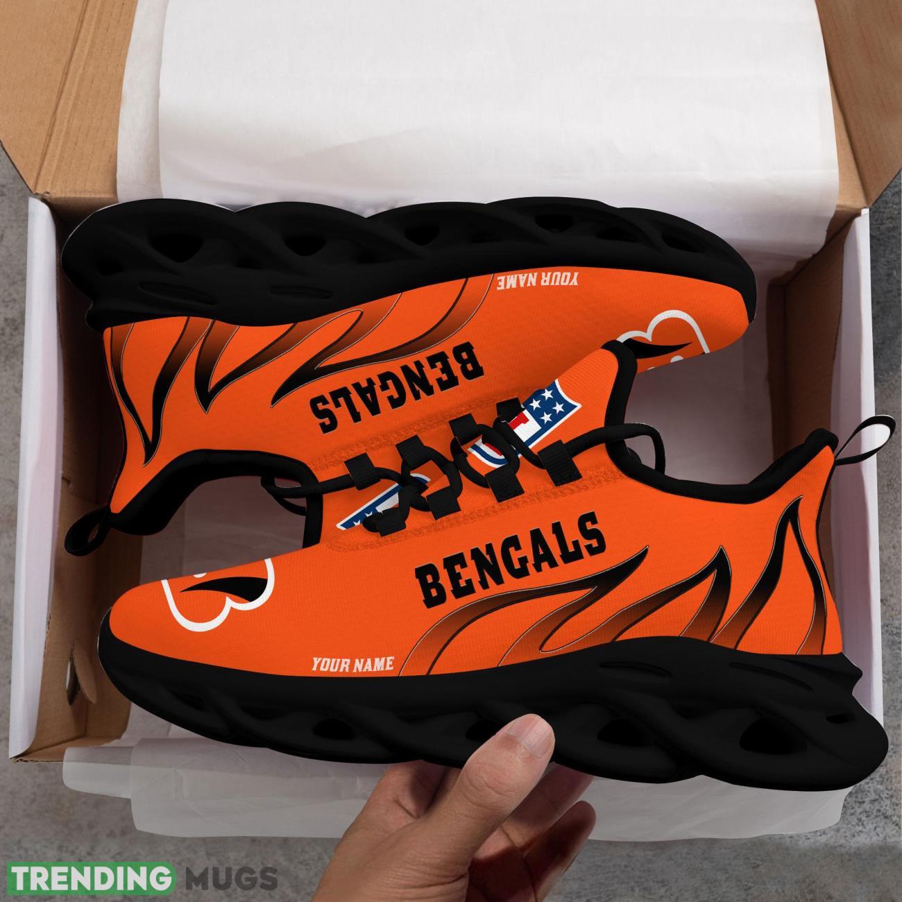 Running Sneakers NFL Cincinnati Bengals Fire Pattern Personalized Name Max Soul Shoes Sneakers Max Soul Running Sneakers NFL Cincinnati Bengals Fire Pattern Personalized Name Max Soul Shoes Sneakers Max Soul