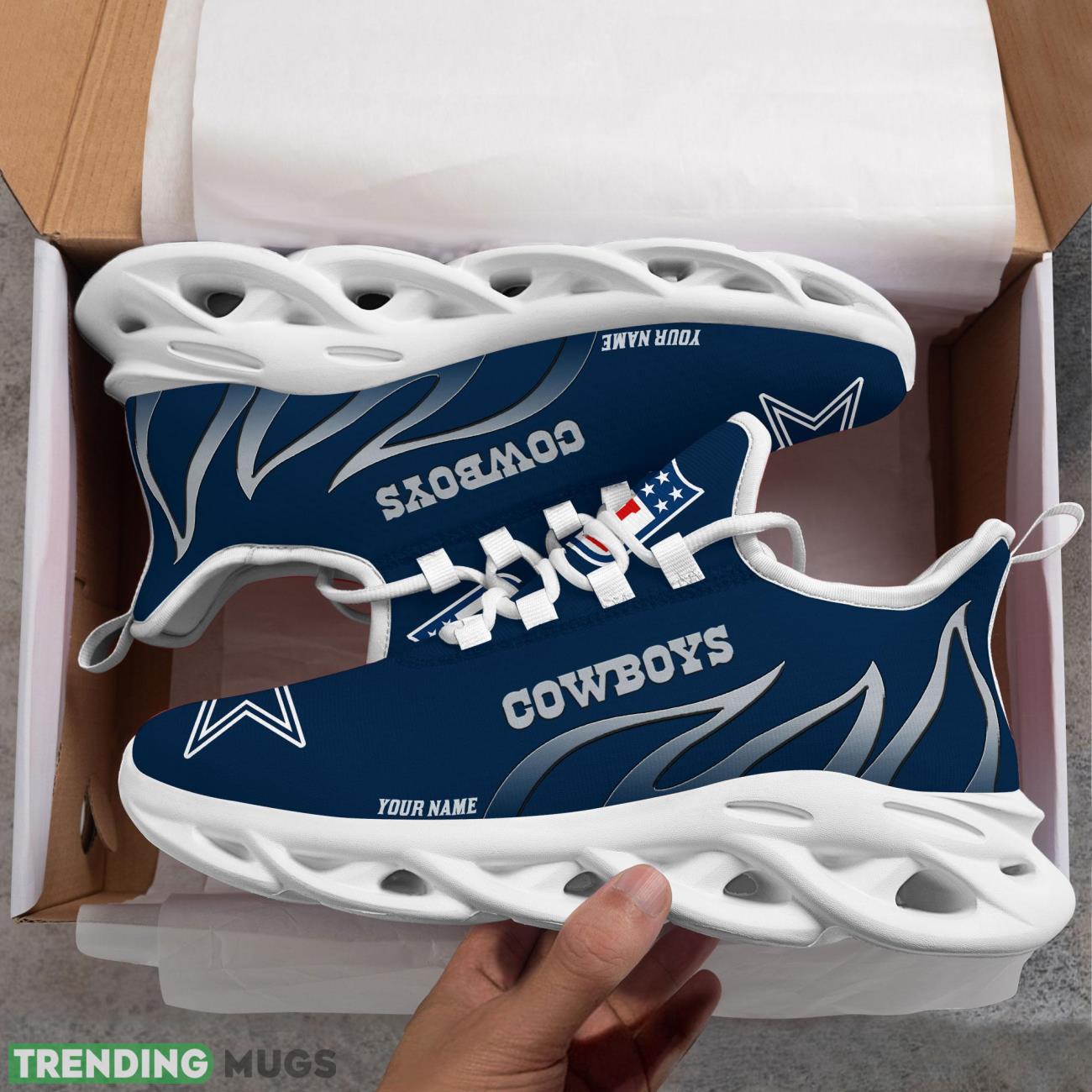 Running Sneakers NFL Dallas Cowboys Fire Pattern Personalized Name Max Soul Shoes Sneakers Product Photo 1 Running Sneakers NFL Dallas Cowboys Fire Pattern Personalized Name Max Soul Shoes Sneakers Product Photo 1