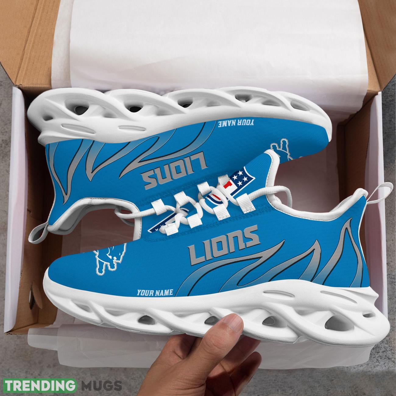 Running Sneakers NFL Detroit Lions Fire Pattern Personalized Name Max Soul Shoes Sneakers Product Photo 1 Running Sneakers NFL Detroit Lions Fire Pattern Personalized Name Max Soul Shoes Sneakers Product Photo 1