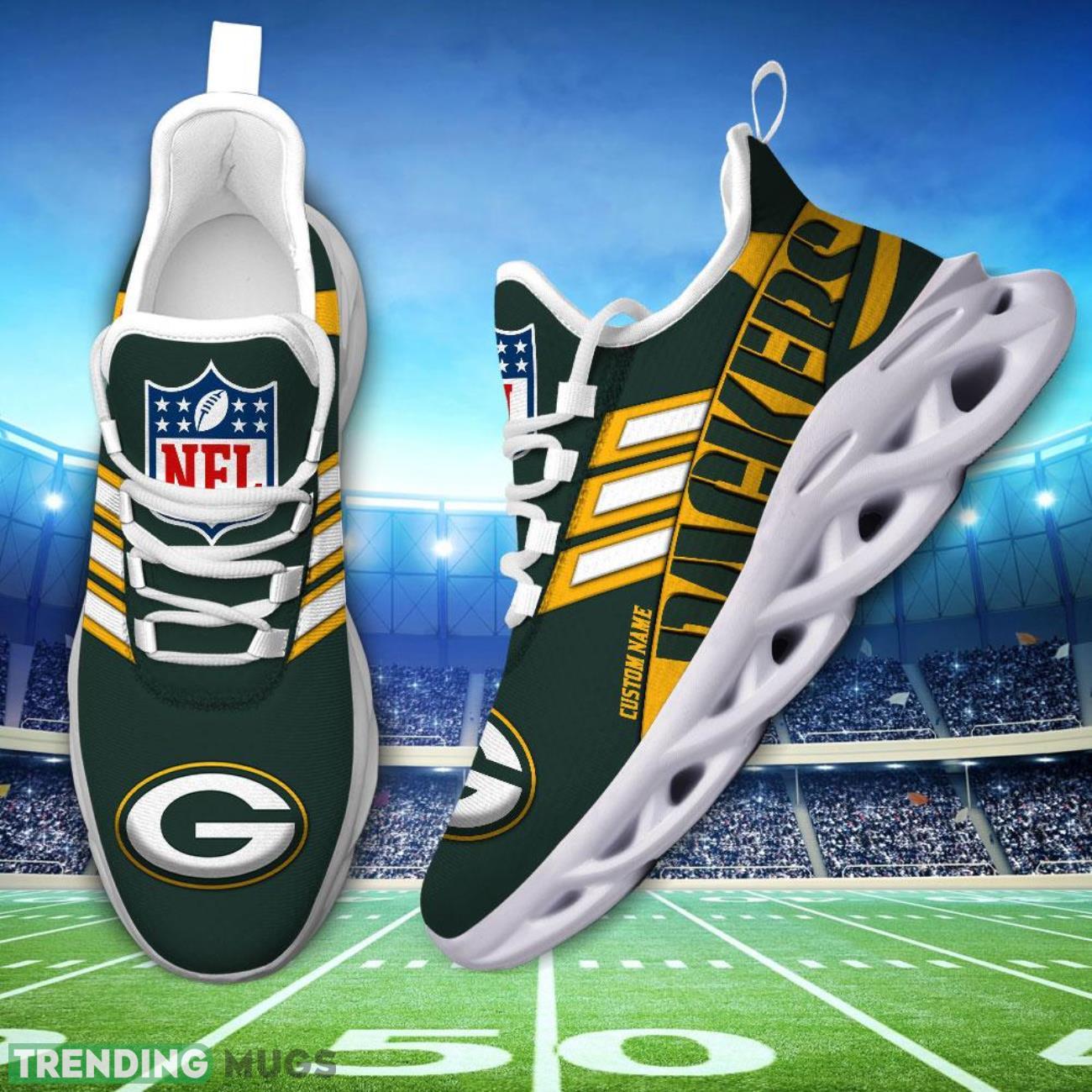 Running Sneakers NFL Green Bay Packers Big Logo Striped Style Personalized Name Max Soul Shoes Sneakers Max Soul Running Sneakers NFL Green Bay Packers Big Logo Striped Style Personalized Name Max Soul Shoes Sneakers Max Soul