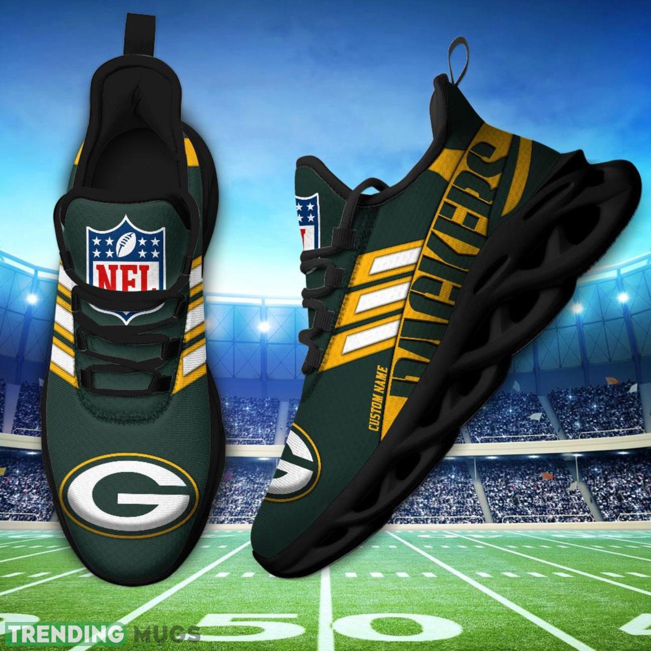 Running Sneakers NFL Green Bay Packers Big Logo Striped Style Personalized Name Max Soul Shoes Sneakers Max Soul Running Sneakers NFL Green Bay Packers Big Logo Striped Style Personalized Name Max Soul Shoes Sneakers Max Soul