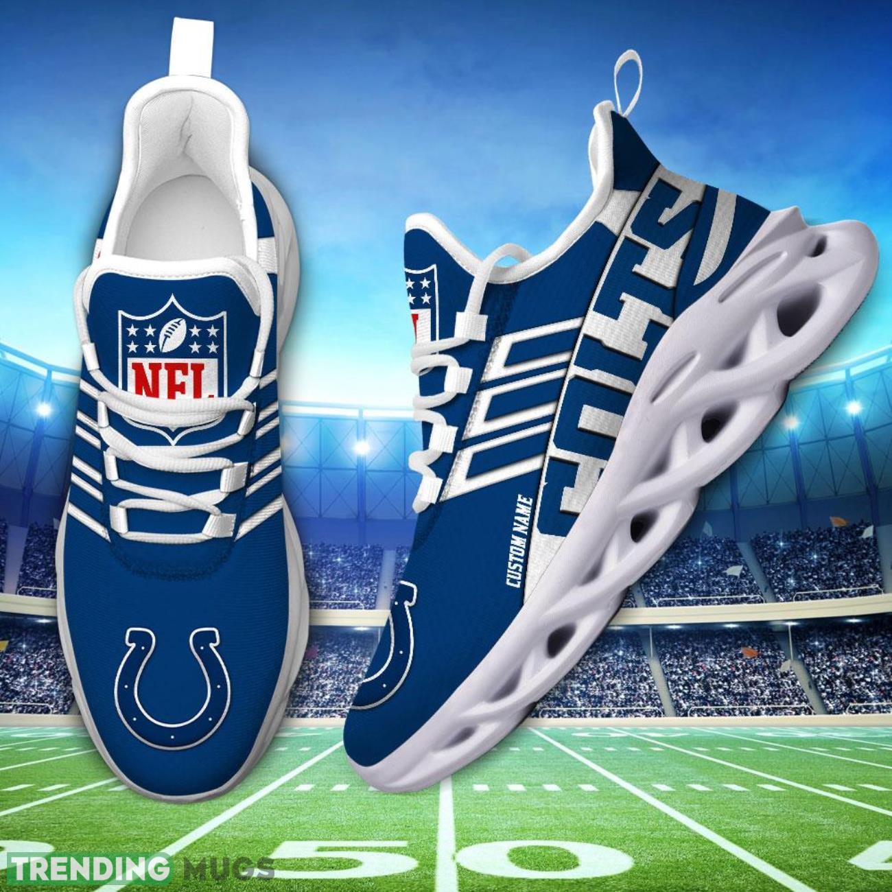 Running Sneakers NFL Indianapolis Colts Big Logo Striped Style Personalized Name Max Soul Shoes Sneakers Max Soul Running Sneakers NFL Indianapolis Colts Big Logo Striped Style Personalized Name Max Soul Shoes Sneakers Max Soul
