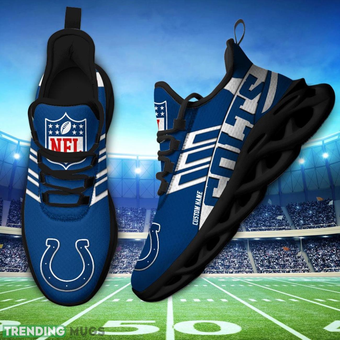 Running Sneakers NFL Indianapolis Colts Big Logo Striped Style Personalized Name Max Soul Shoes Sneakers Max Soul Running Sneakers NFL Indianapolis Colts Big Logo Striped Style Personalized Name Max Soul Shoes Sneakers Max Soul