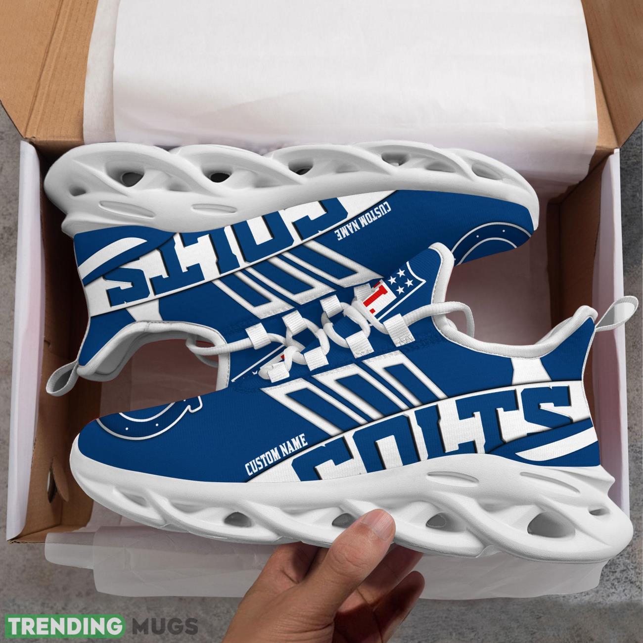 Running Sneakers NFL Indianapolis Colts Big Logo Striped Style Personalized Name Max Soul Shoes Sneakers Max Soul Running Sneakers NFL Indianapolis Colts Big Logo Striped Style Personalized Name Max Soul Shoes Sneakers Max Soul