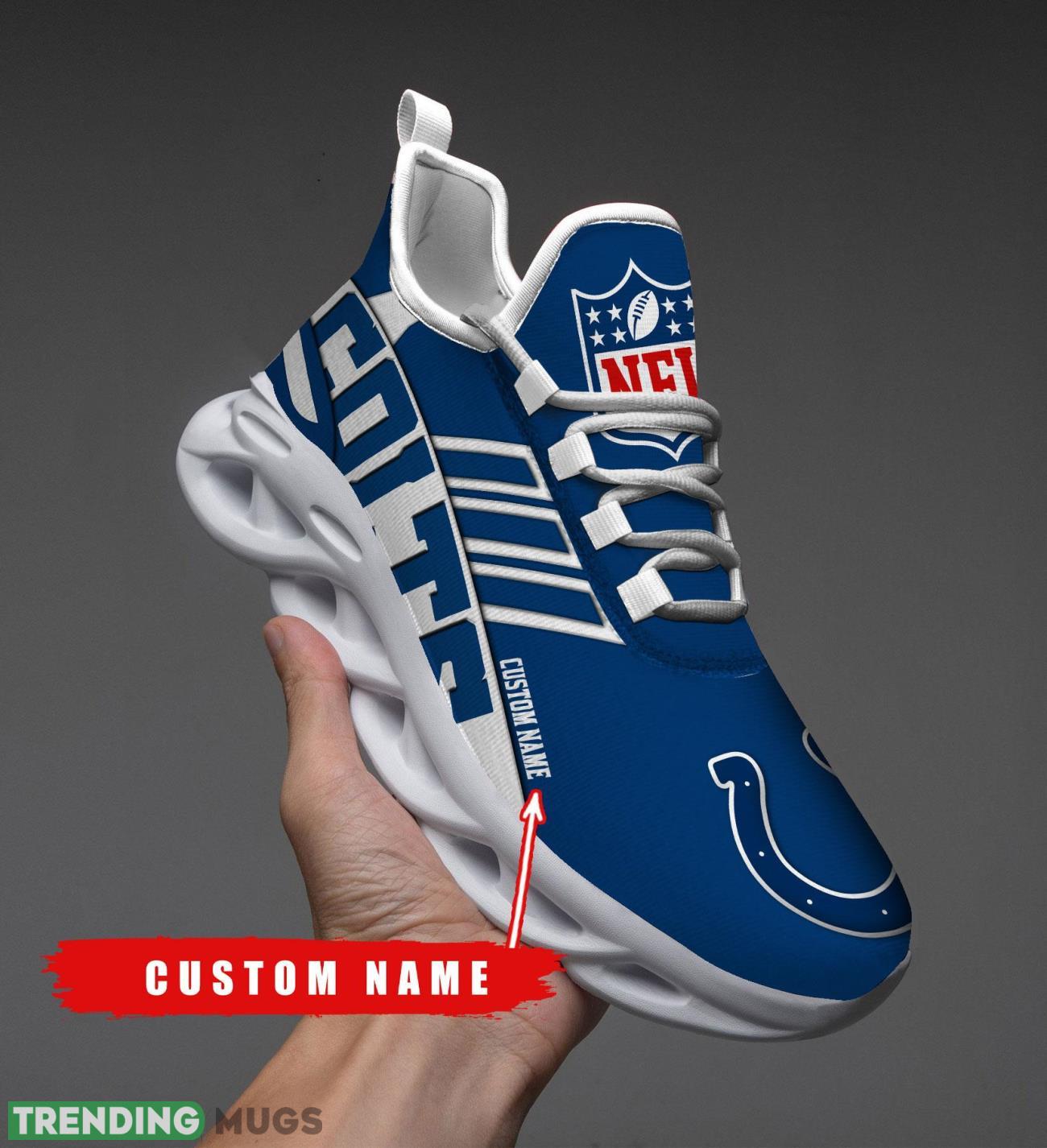 Running Sneakers NFL Indianapolis Colts Big Logo Striped Style Personalized Name Max Soul Shoes Sneakers Product Photo 1 Running Sneakers NFL Indianapolis Colts Big Logo Striped Style Personalized Name Max Soul Shoes Sneakers Product Photo 1