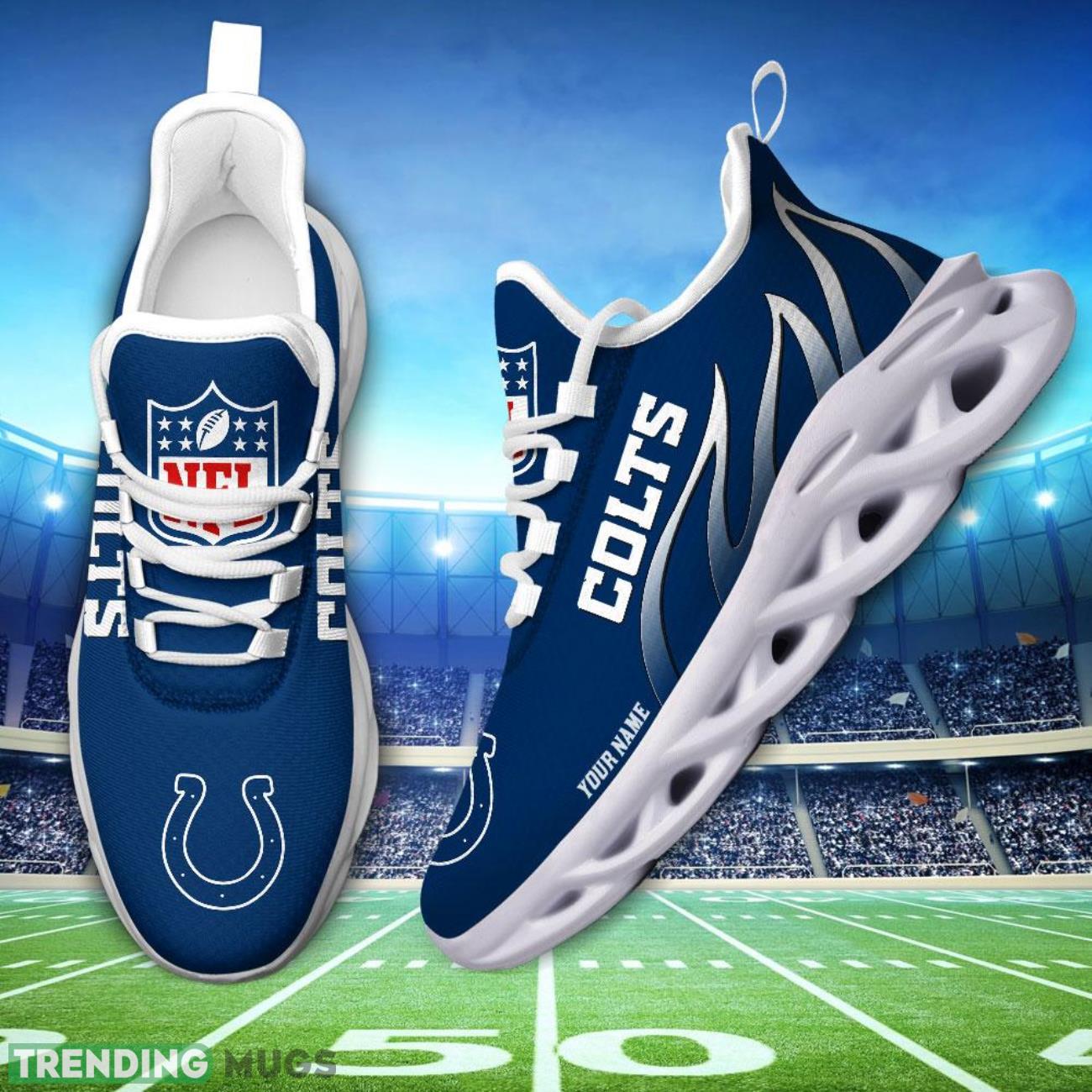 Running Sneakers NFL Indianapolis Colts Fire Pattern Personalized Name Max Soul Shoes Sneakers Max Soul Running Sneakers NFL Indianapolis Colts Fire Pattern Personalized Name Max Soul Shoes Sneakers Max Soul