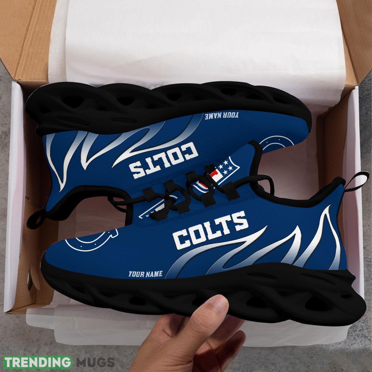Running Sneakers NFL Indianapolis Colts Fire Pattern Personalized Name Max Soul Shoes Sneakers Max Soul Running Sneakers NFL Indianapolis Colts Fire Pattern Personalized Name Max Soul Shoes Sneakers Max Soul