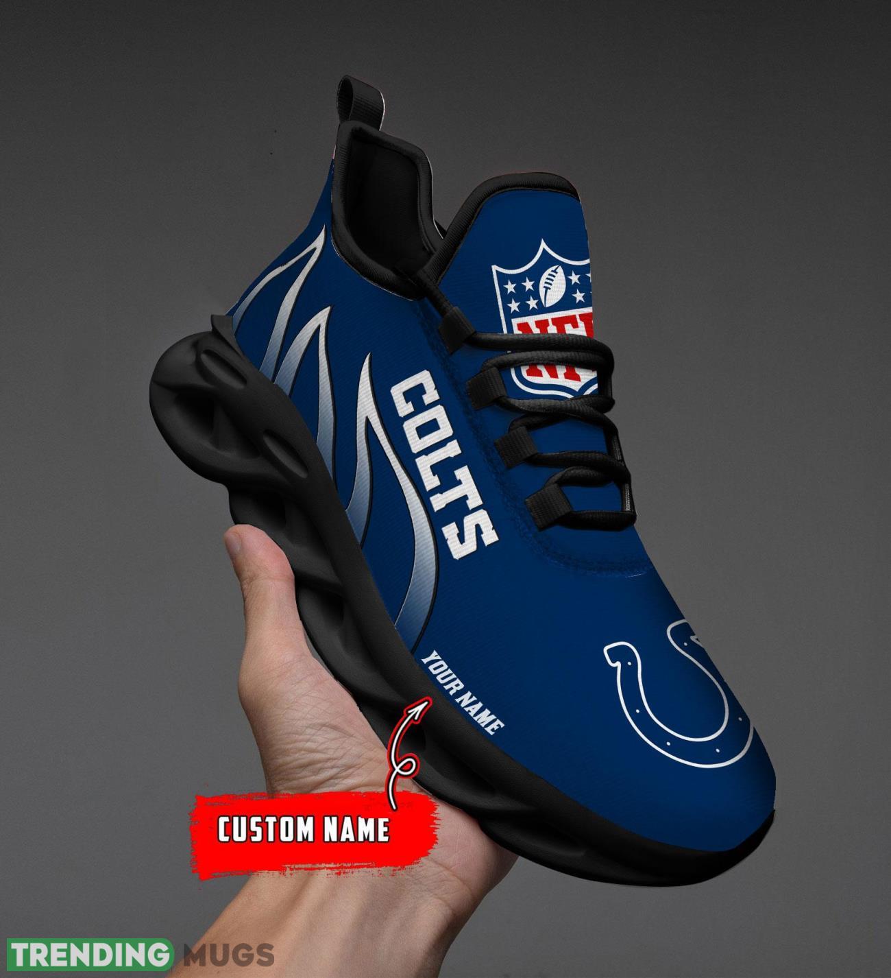 Running Sneakers NFL Indianapolis Colts Fire Pattern Personalized Name Max Soul Shoes Sneakers Max Soul Running Sneakers NFL Indianapolis Colts Fire Pattern Personalized Name Max Soul Shoes Sneakers Max Soul
