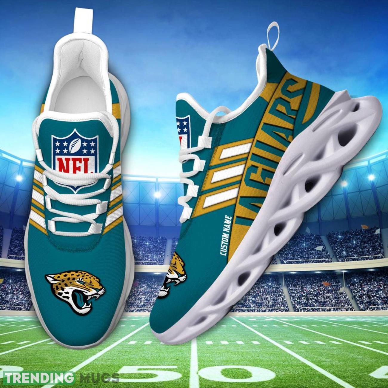 Running Sneakers NFL Jacksonville Jaguars Big Logo Striped Style Personalized Name Max Soul Shoes Sneakers Max Soul Running Sneakers NFL Jacksonville Jaguars Big Logo Striped Style Personalized Name Max Soul Shoes Sneakers Max Soul