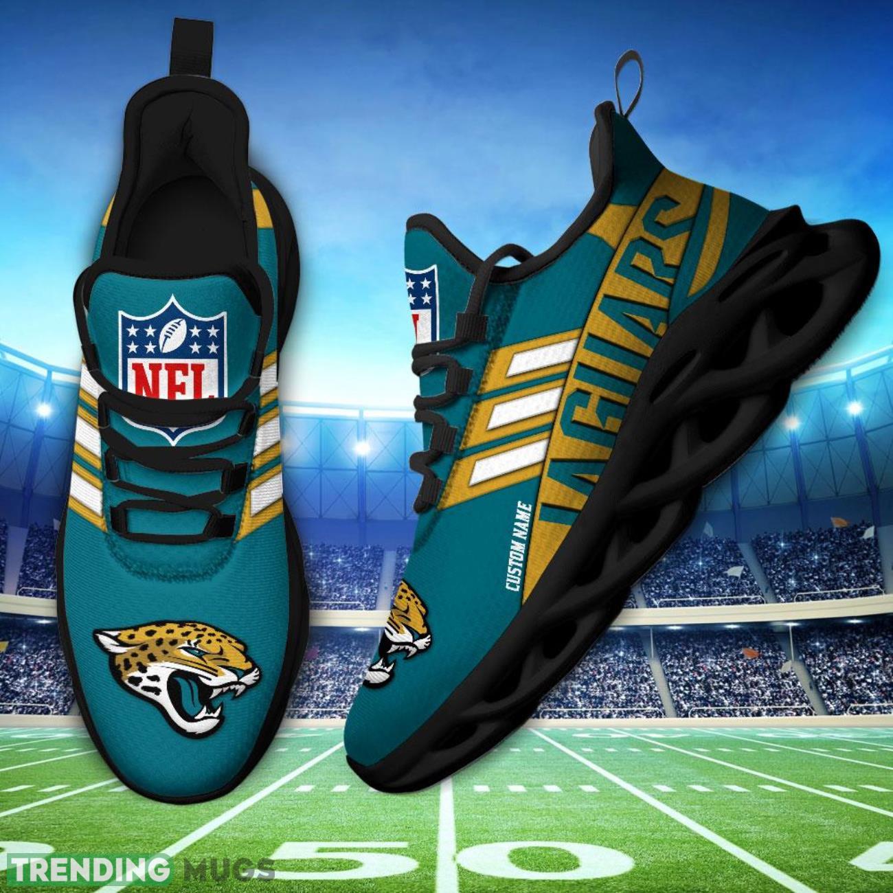 Running Sneakers NFL Jacksonville Jaguars Big Logo Striped Style Personalized Name Max Soul Shoes Sneakers Max Soul Running Sneakers NFL Jacksonville Jaguars Big Logo Striped Style Personalized Name Max Soul Shoes Sneakers Max Soul