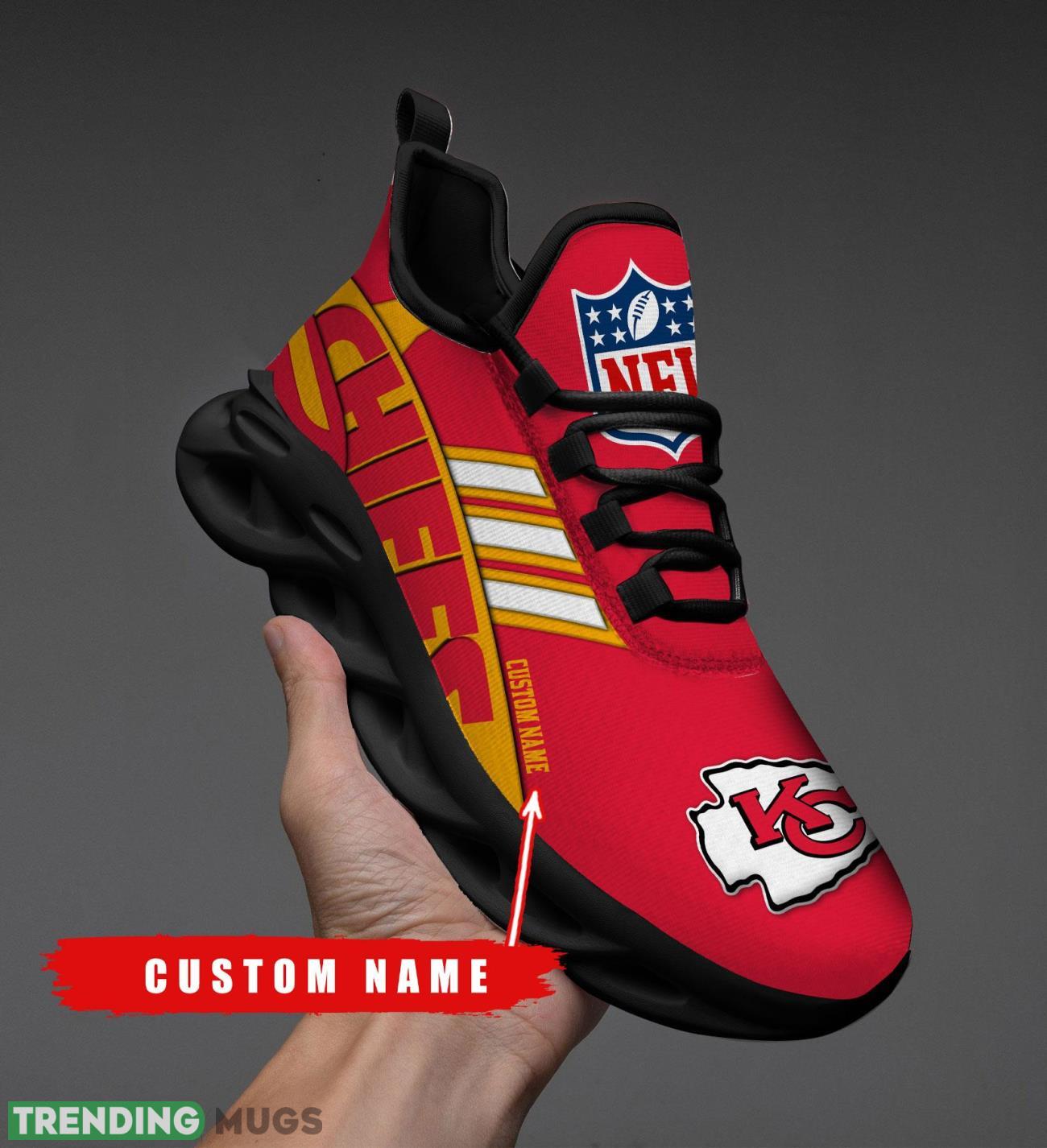 Running Sneakers NFL Kansas City Chiefs Big Logo Striped Style Personalized Name Max Soul Shoes Sneakers Max Soul Running Sneakers NFL Kansas City Chiefs Big Logo Striped Style Personalized Name Max Soul Shoes Sneakers Max Soul