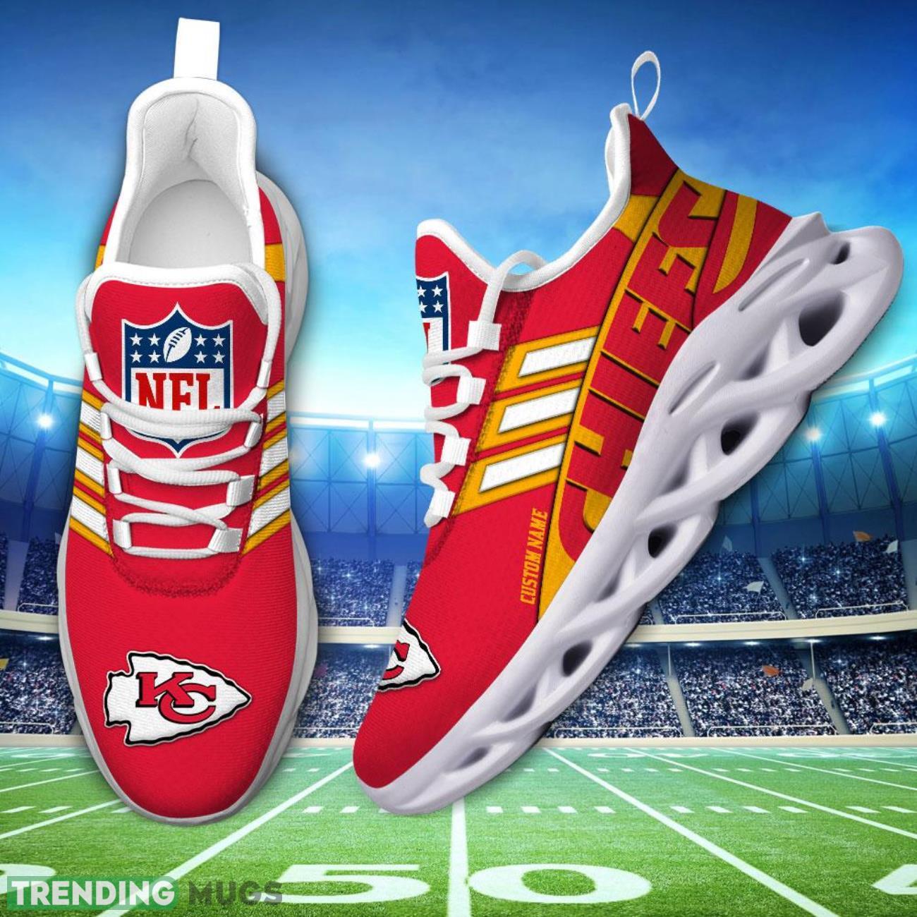 Running Sneakers NFL Kansas City Chiefs Big Logo Striped Style Personalized Name Max Soul Shoes Sneakers Max Soul Running Sneakers NFL Kansas City Chiefs Big Logo Striped Style Personalized Name Max Soul Shoes Sneakers Max Soul