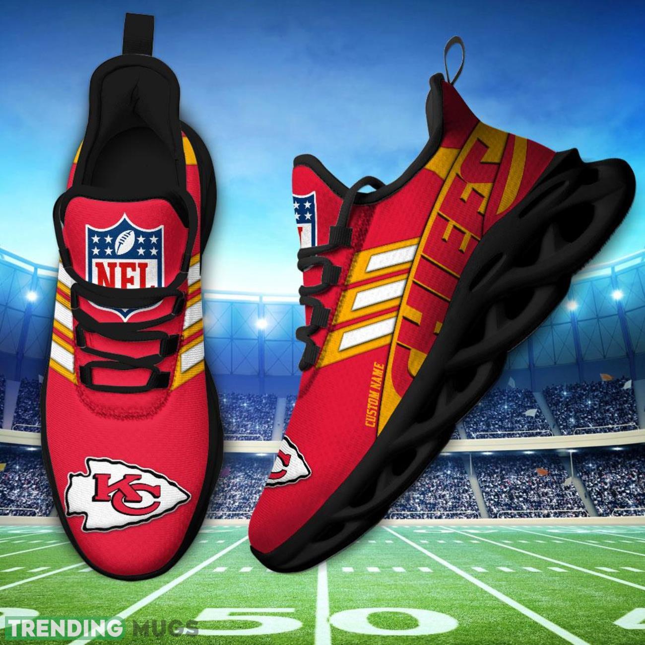 Running Sneakers NFL Kansas City Chiefs Big Logo Striped Style Personalized Name Max Soul Shoes Sneakers Max Soul Running Sneakers NFL Kansas City Chiefs Big Logo Striped Style Personalized Name Max Soul Shoes Sneakers Max Soul