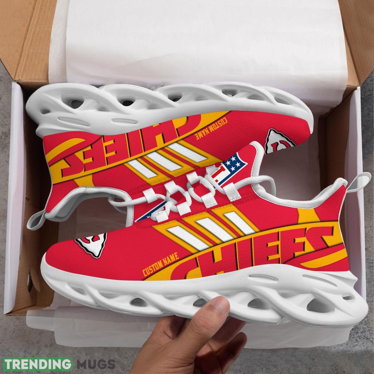 Running Sneakers NFL Kansas City Chiefs Big Logo Striped Style Personalized Name Max Soul Shoes Sneakers Max Soul Running Sneakers NFL Kansas City Chiefs Big Logo Striped Style Personalized Name Max Soul Shoes Sneakers Max Soul
