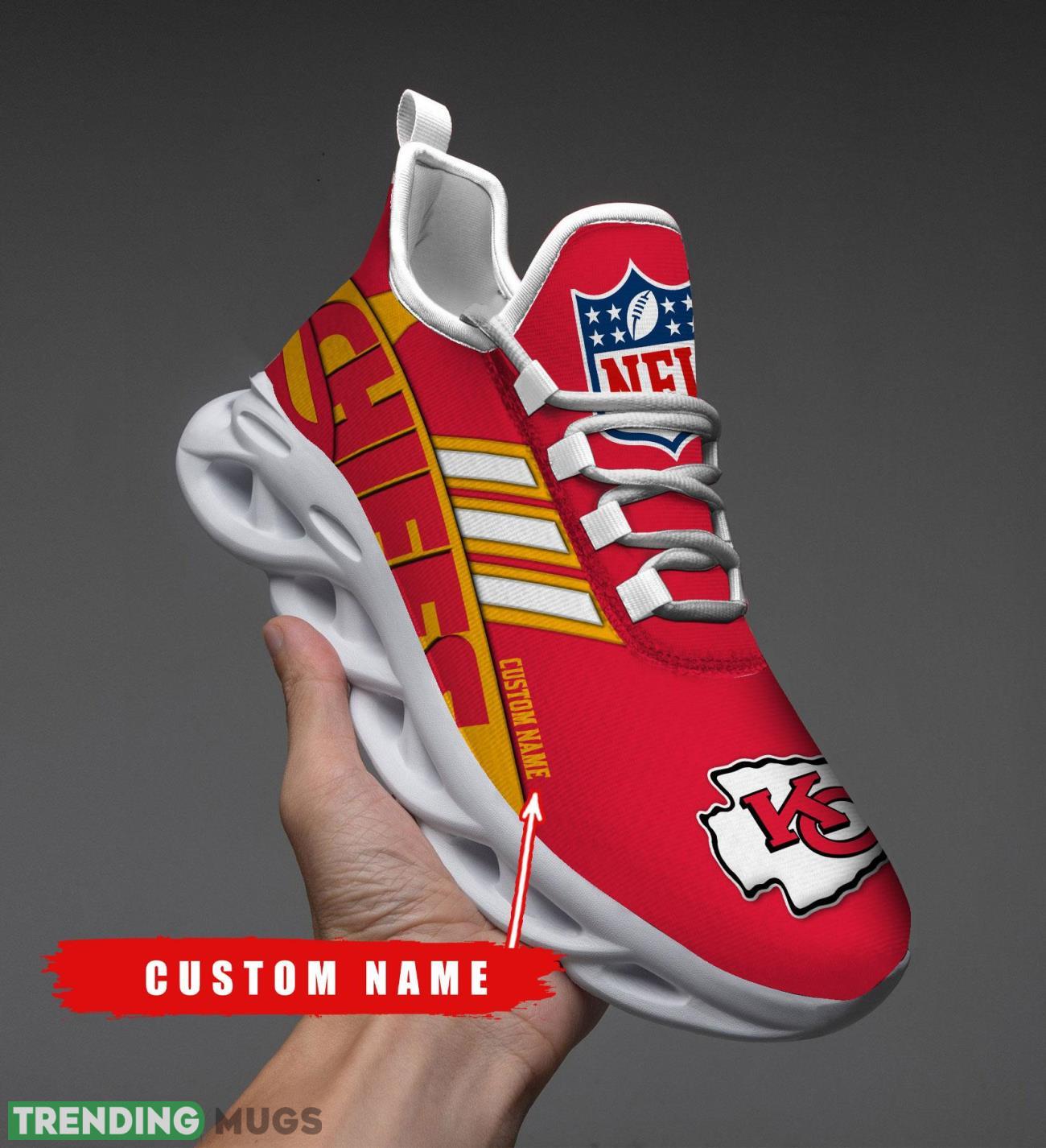 Running Sneakers NFL Kansas City Chiefs Big Logo Striped Style Personalized Name Max Soul Shoes Sneakers Product Photo 1 Running Sneakers NFL Kansas City Chiefs Big Logo Striped Style Personalized Name Max Soul Shoes Sneakers Product Photo 1