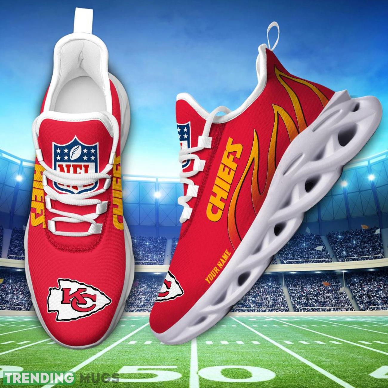 Running Sneakers NFL Kansas City Chiefs Fire Pattern Personalized Name Max Soul Shoes Sneakers Max Soul Running Sneakers NFL Kansas City Chiefs Fire Pattern Personalized Name Max Soul Shoes Sneakers Max Soul