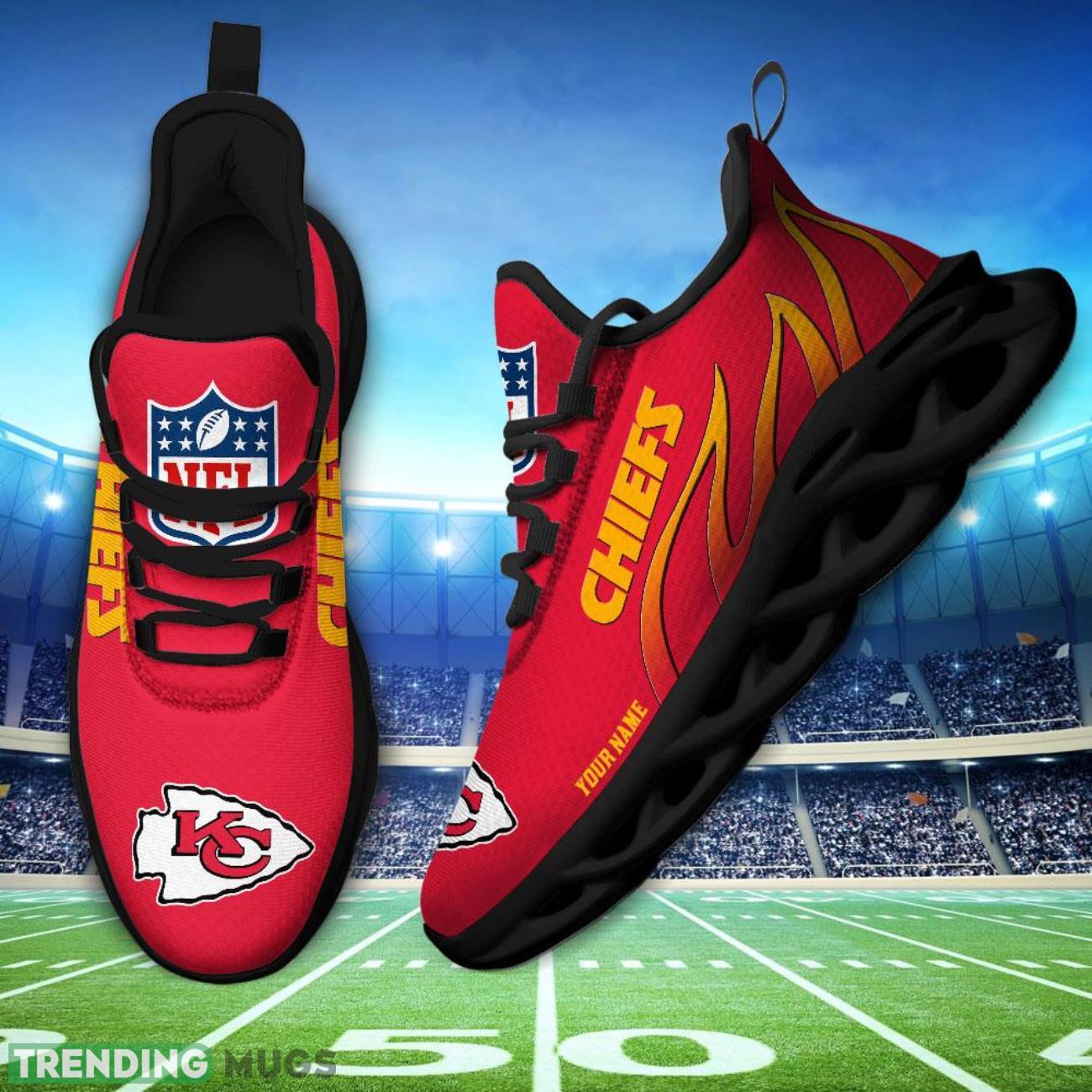 Running Sneakers NFL Kansas City Chiefs Fire Pattern Personalized Name Max Soul Shoes Sneakers Max Soul Running Sneakers NFL Kansas City Chiefs Fire Pattern Personalized Name Max Soul Shoes Sneakers Max Soul