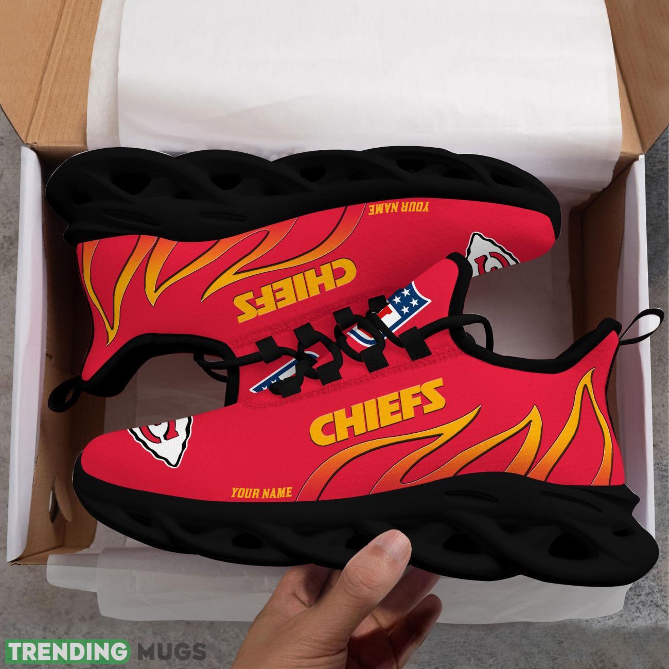 Running Sneakers NFL Kansas City Chiefs Fire Pattern Personalized Name Max Soul Shoes Sneakers Max Soul Running Sneakers NFL Kansas City Chiefs Fire Pattern Personalized Name Max Soul Shoes Sneakers Max Soul