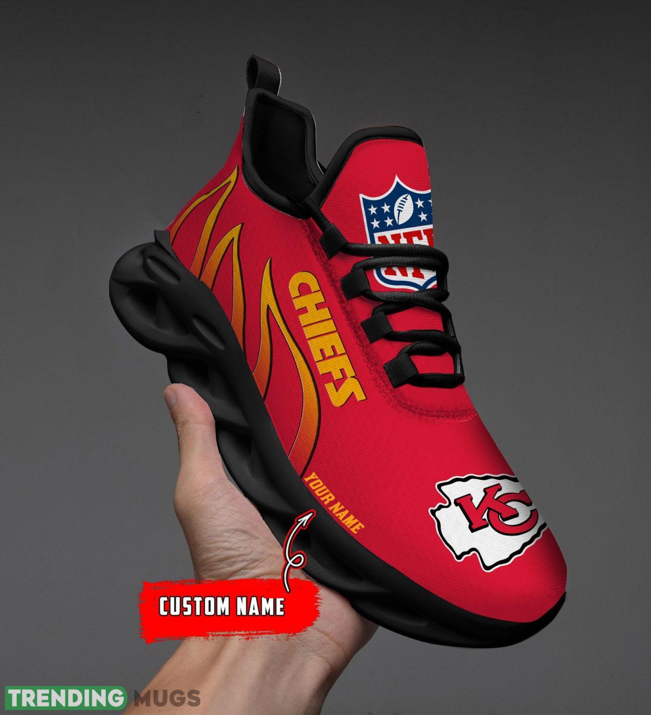 Running Sneakers NFL Kansas City Chiefs Fire Pattern Personalized Name Max Soul Shoes Sneakers Max Soul Running Sneakers NFL Kansas City Chiefs Fire Pattern Personalized Name Max Soul Shoes Sneakers Max Soul