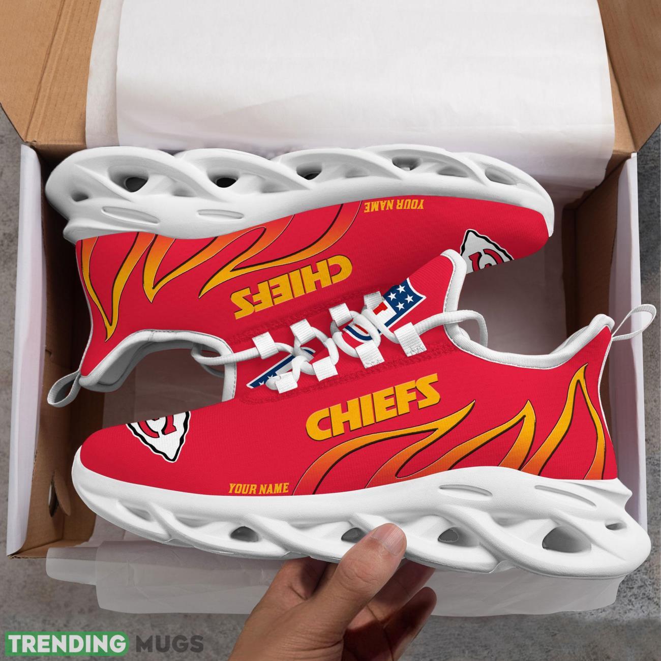 Running Sneakers NFL Kansas City Chiefs Fire Pattern Personalized Name Max Soul Shoes Sneakers Product Photo 1 Running Sneakers NFL Kansas City Chiefs Fire Pattern Personalized Name Max Soul Shoes Sneakers Product Photo 1