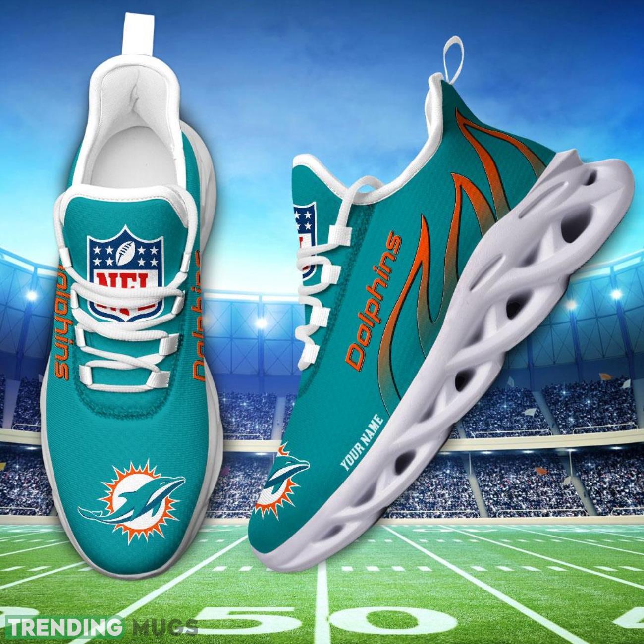 Running Sneakers NFL Miami Dolphins Fire Pattern Personalized Name Max Soul Shoes Sneakers Max Soul Running Sneakers NFL Miami Dolphins Fire Pattern Personalized Name Max Soul Shoes Sneakers Max Soul