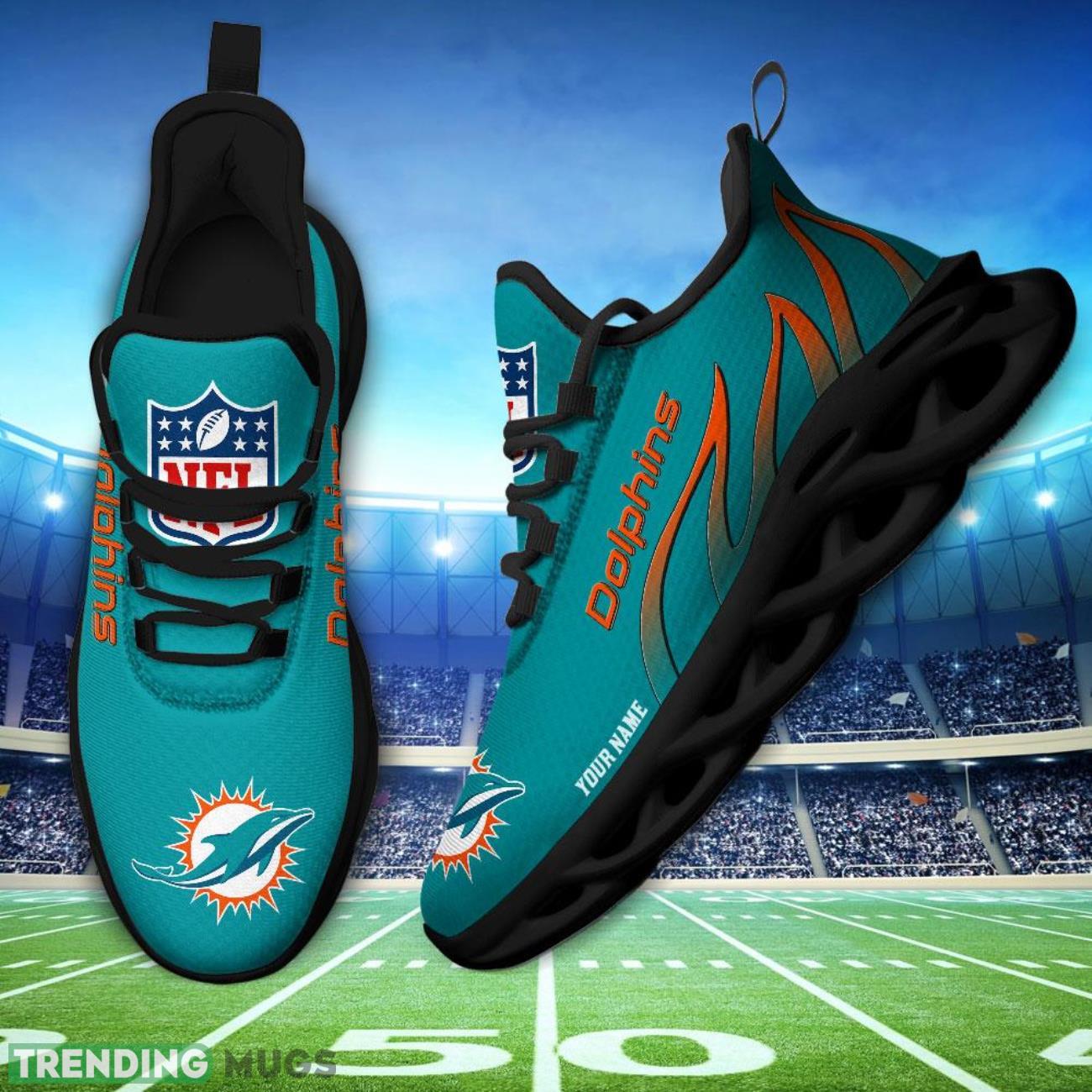 Running Sneakers NFL Miami Dolphins Fire Pattern Personalized Name Max Soul Shoes Sneakers Max Soul Running Sneakers NFL Miami Dolphins Fire Pattern Personalized Name Max Soul Shoes Sneakers Max Soul