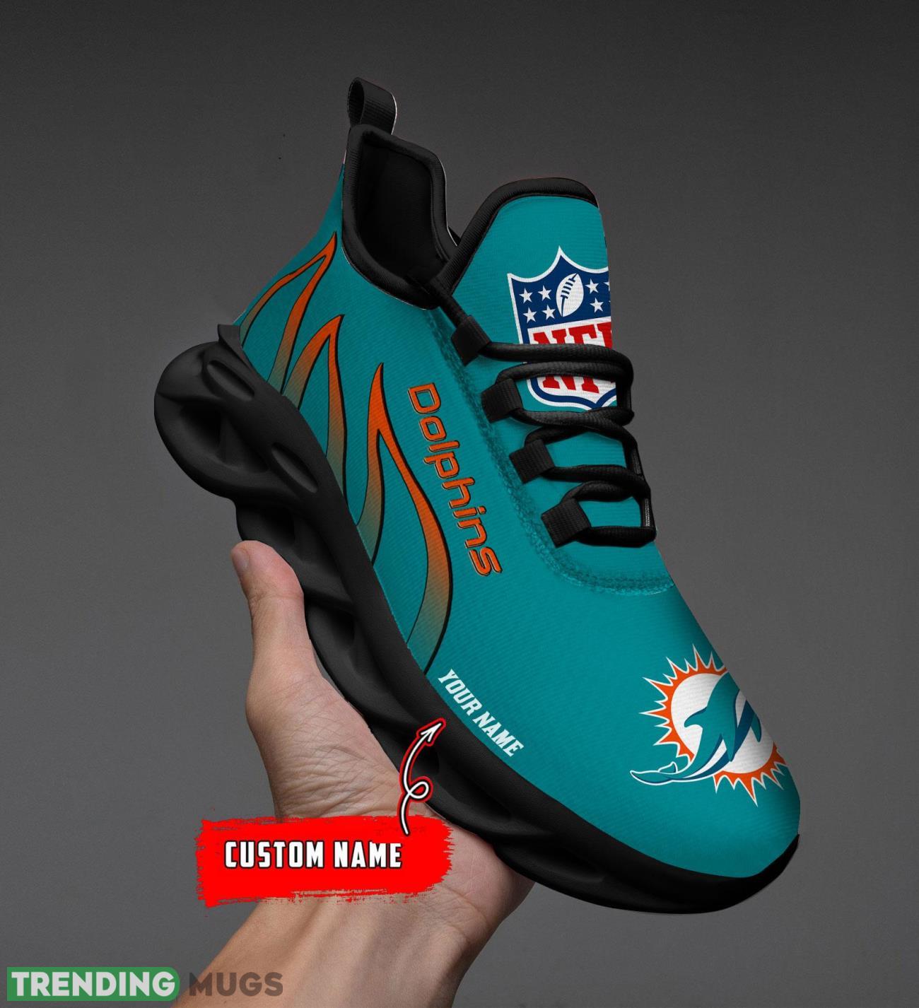 Running Sneakers NFL Miami Dolphins Fire Pattern Personalized Name Max Soul Shoes Sneakers Max Soul Running Sneakers NFL Miami Dolphins Fire Pattern Personalized Name Max Soul Shoes Sneakers Max Soul