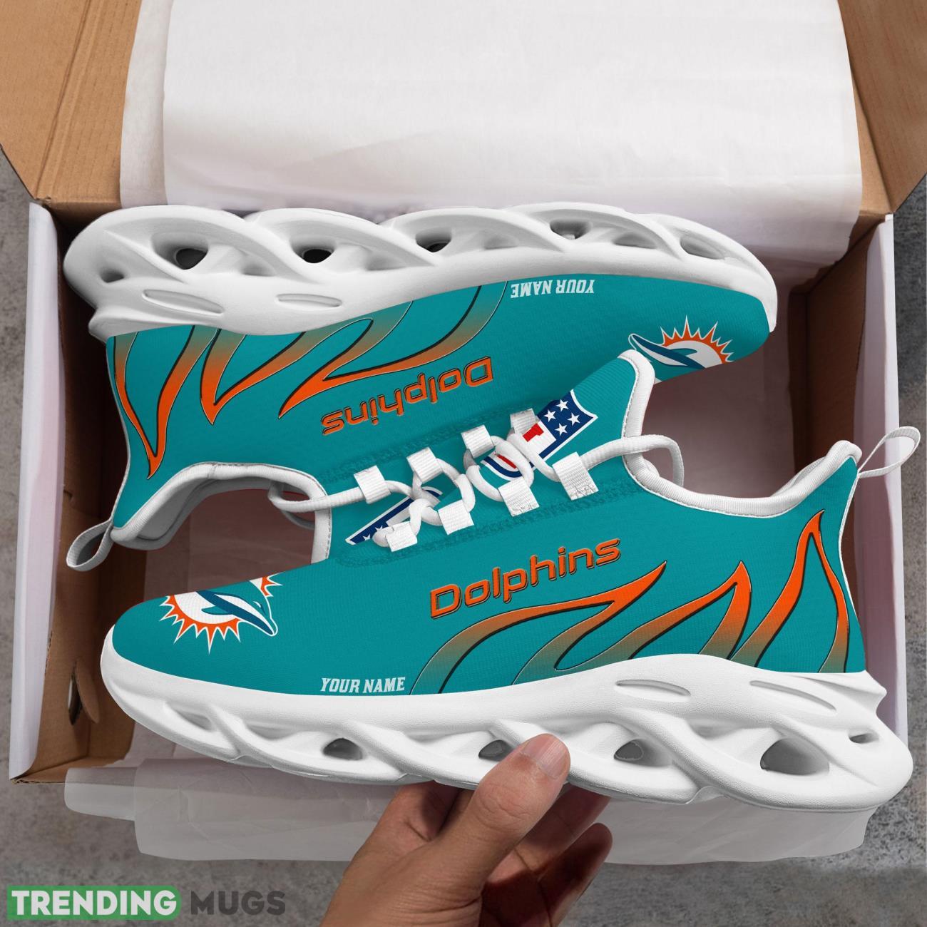 Running Sneakers NFL Miami Dolphins Fire Pattern Personalized Name Max Soul Shoes Sneakers Product Photo 1 Running Sneakers NFL Miami Dolphins Fire Pattern Personalized Name Max Soul Shoes Sneakers Product Photo 1