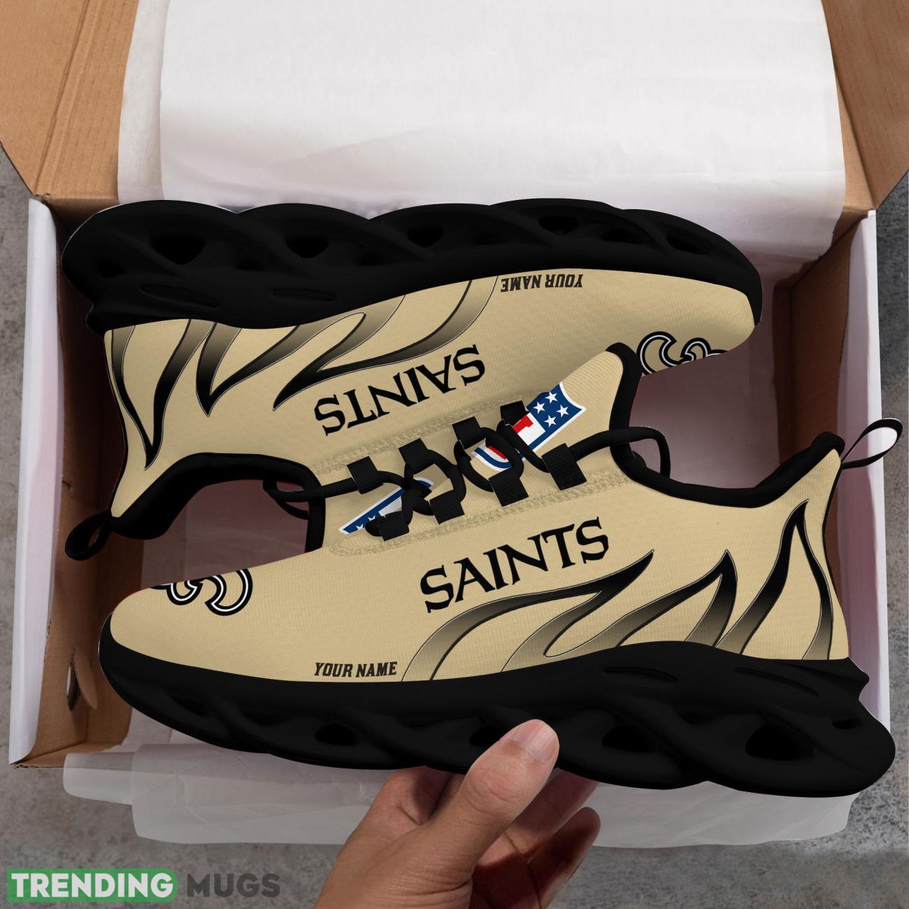 Running Sneakers NFL New Orleans Saints Fire Pattern Personalized Name Max Soul Shoes Sneakers Max Soul Running Sneakers NFL New Orleans Saints Fire Pattern Personalized Name Max Soul Shoes Sneakers Max Soul