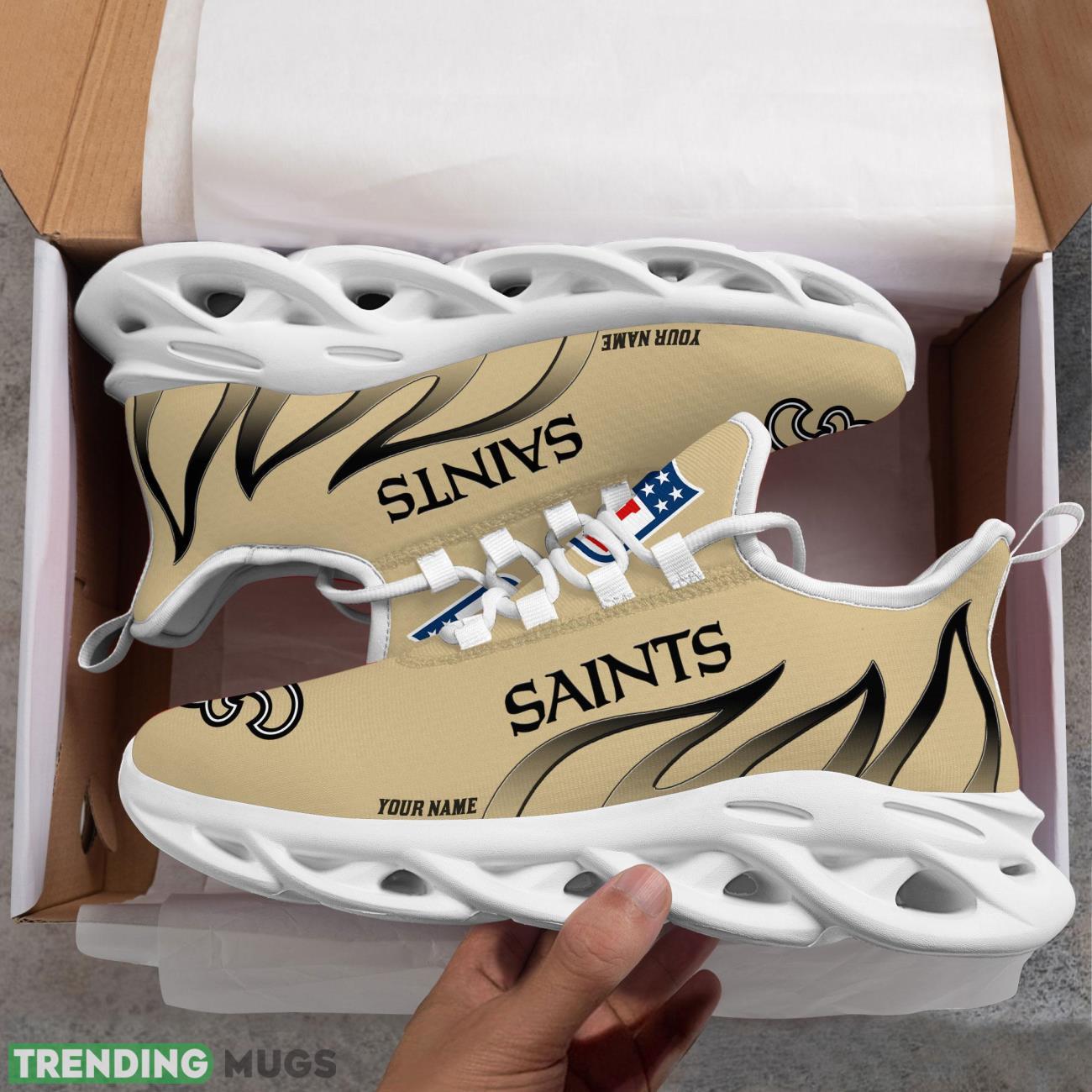 Running Sneakers NFL New Orleans Saints Fire Pattern Personalized Name Max Soul Shoes Sneakers Product Photo 1 Running Sneakers NFL New Orleans Saints Fire Pattern Personalized Name Max Soul Shoes Sneakers Product Photo 1