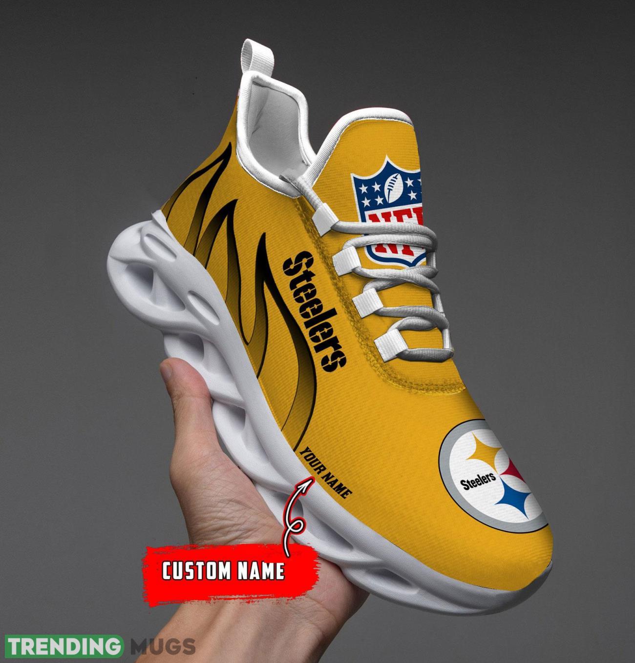 Running Sneakers NFL Pittsburgh Steelers Fire Pattern Personalized Name Max Soul Shoes Sneakers Max Soul Running Sneakers NFL Pittsburgh Steelers Fire Pattern Personalized Name Max Soul Shoes Sneakers Max Soul