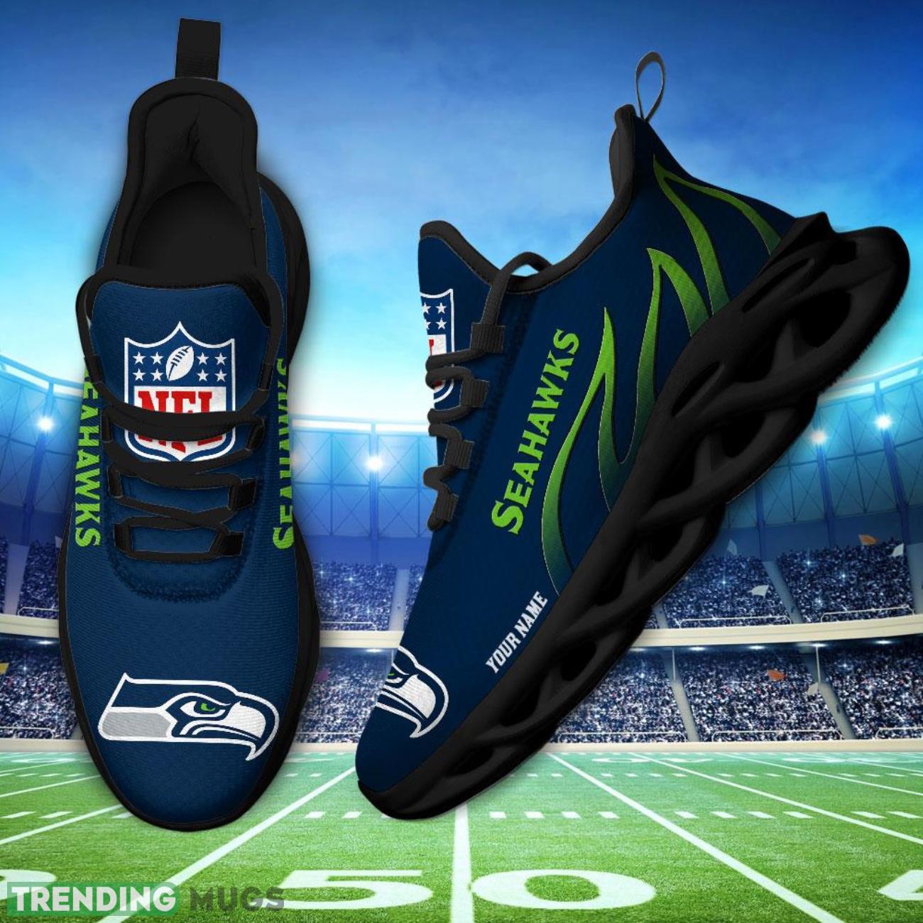Running Sneakers NFL Seattle Seahawks Fire Pattern Personalized Name Max Soul Shoes Sneakers Max Soul Running Sneakers NFL Seattle Seahawks Fire Pattern Personalized Name Max Soul Shoes Sneakers Max Soul