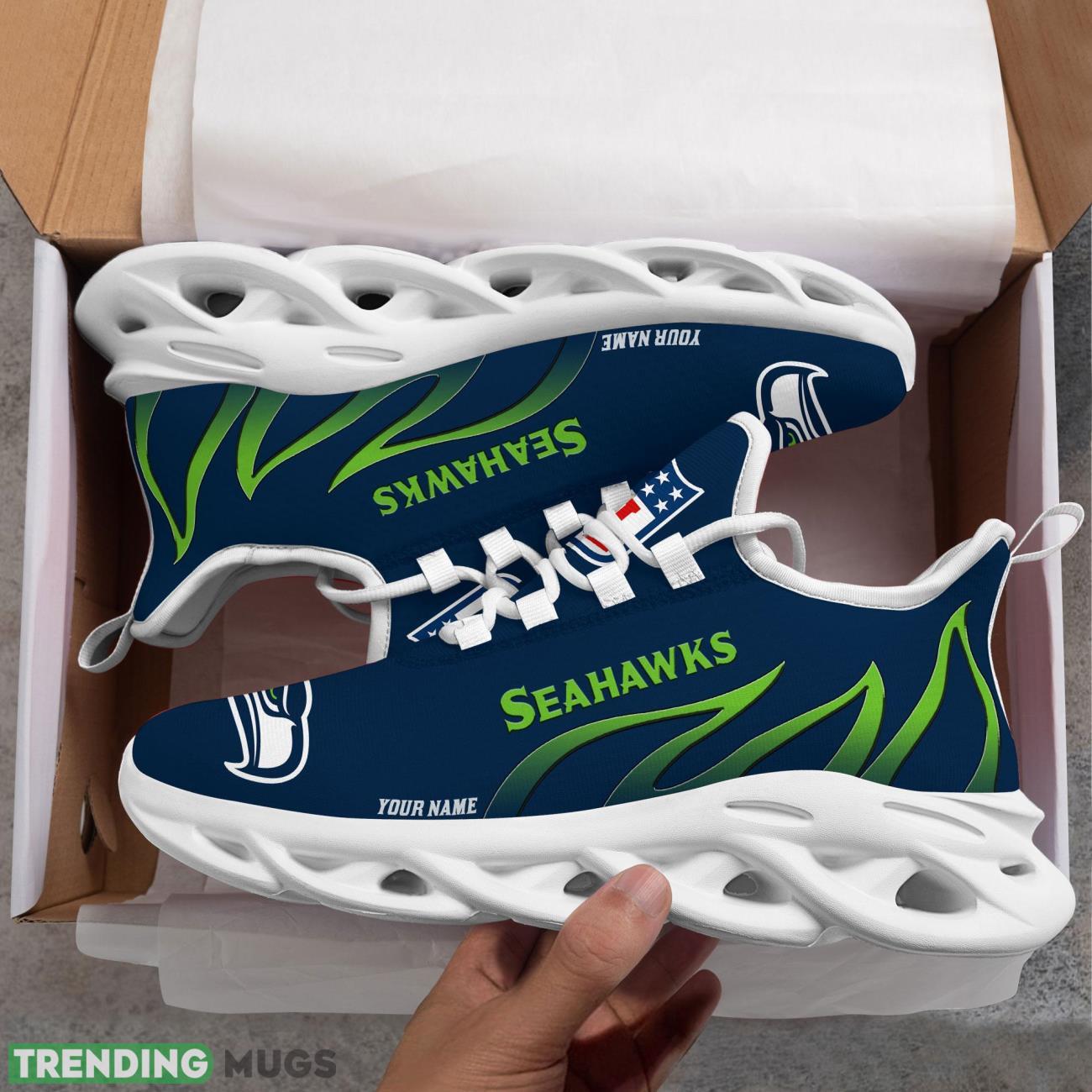 Running Sneakers NFL Seattle Seahawks Fire Pattern Personalized Name Max Soul Shoes Sneakers Product Photo 1 Running Sneakers NFL Seattle Seahawks Fire Pattern Personalized Name Max Soul Shoes Sneakers Product Photo 1