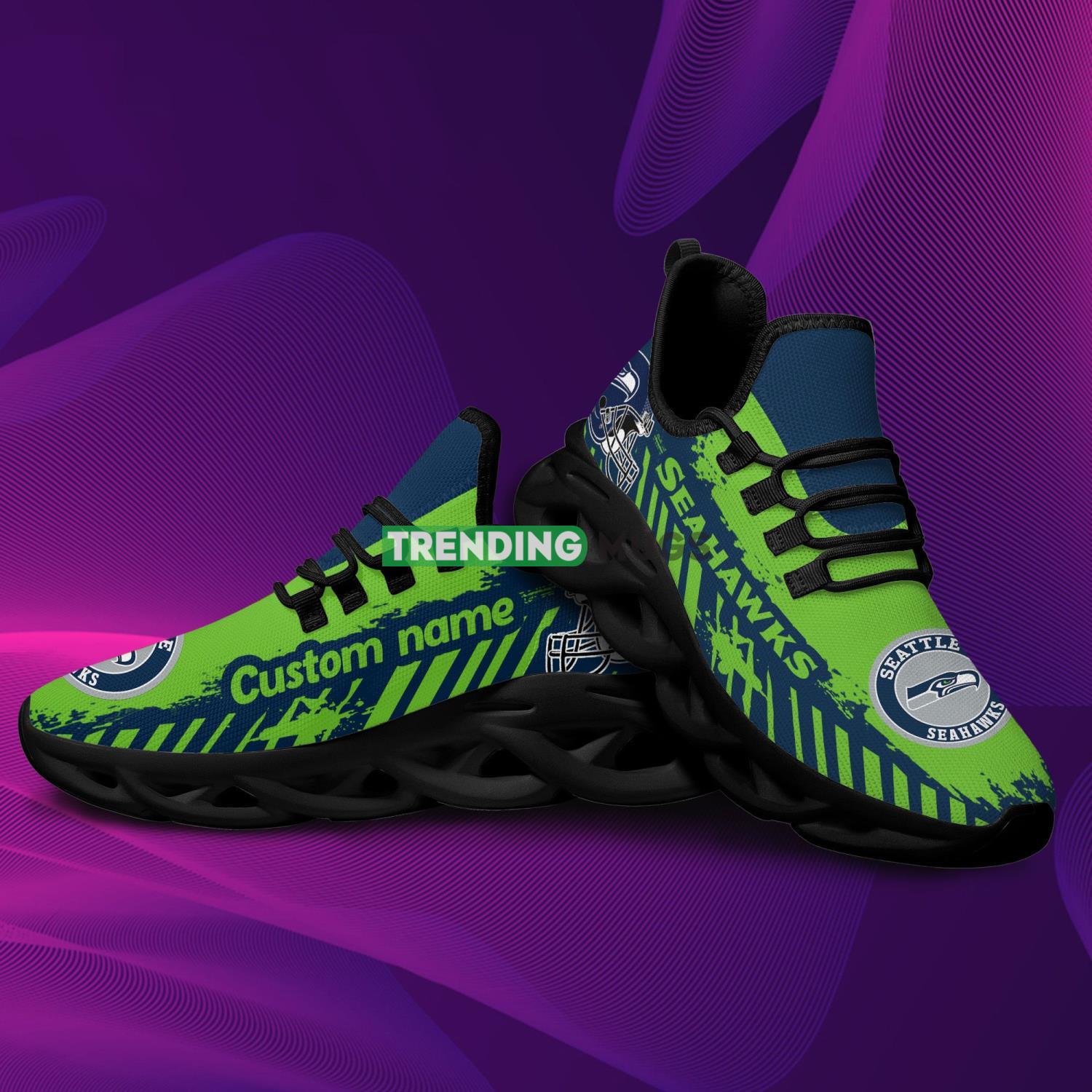 Seattle Seahawks AmericanFootball Team Helmet Custom Name Max Soul Sneakers Comfortable Men Women Shoes For Fans Max Soul Seattle Seahawks AmericanFootball Team Helmet Custom Name Max Soul Sneakers Comfortable Men Women Shoes For Fans Max Soul