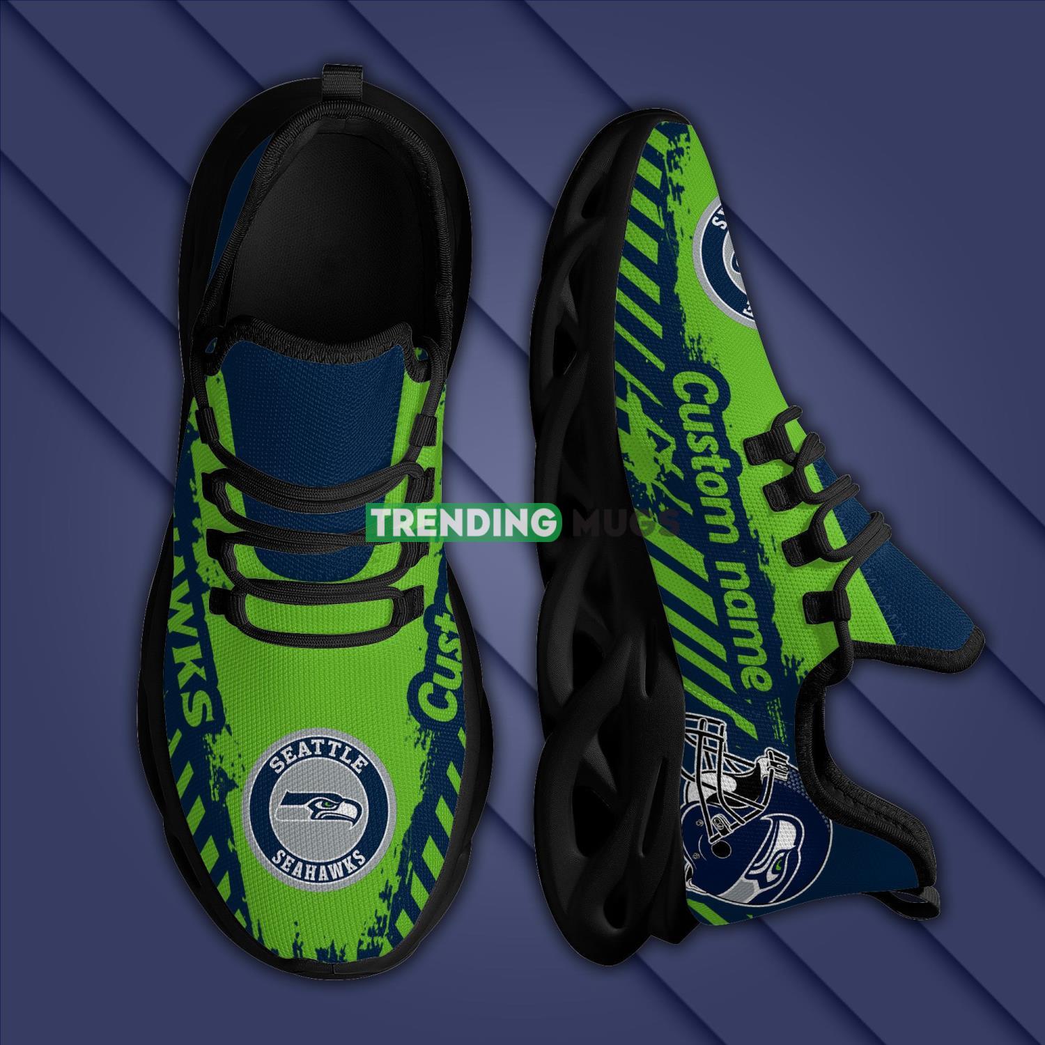 Seattle Seahawks AmericanFootball Team Helmet Custom Name Max Soul Sneakers Comfortable Men Women Shoes For Fans Max Soul Seattle Seahawks AmericanFootball Team Helmet Custom Name Max Soul Sneakers Comfortable Men Women Shoes For Fans Max Soul