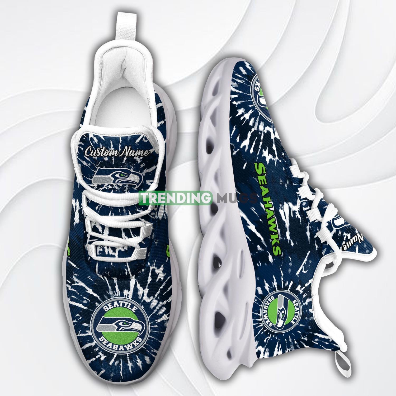 Seattle Seahawks Custom Name Tie Dye Max Soul Sneaker Shoes For Fans For Men Women Max Soul Seattle Seahawks Custom Name Tie Dye Max Soul Sneaker Shoes For Fans For Men Women Max Soul