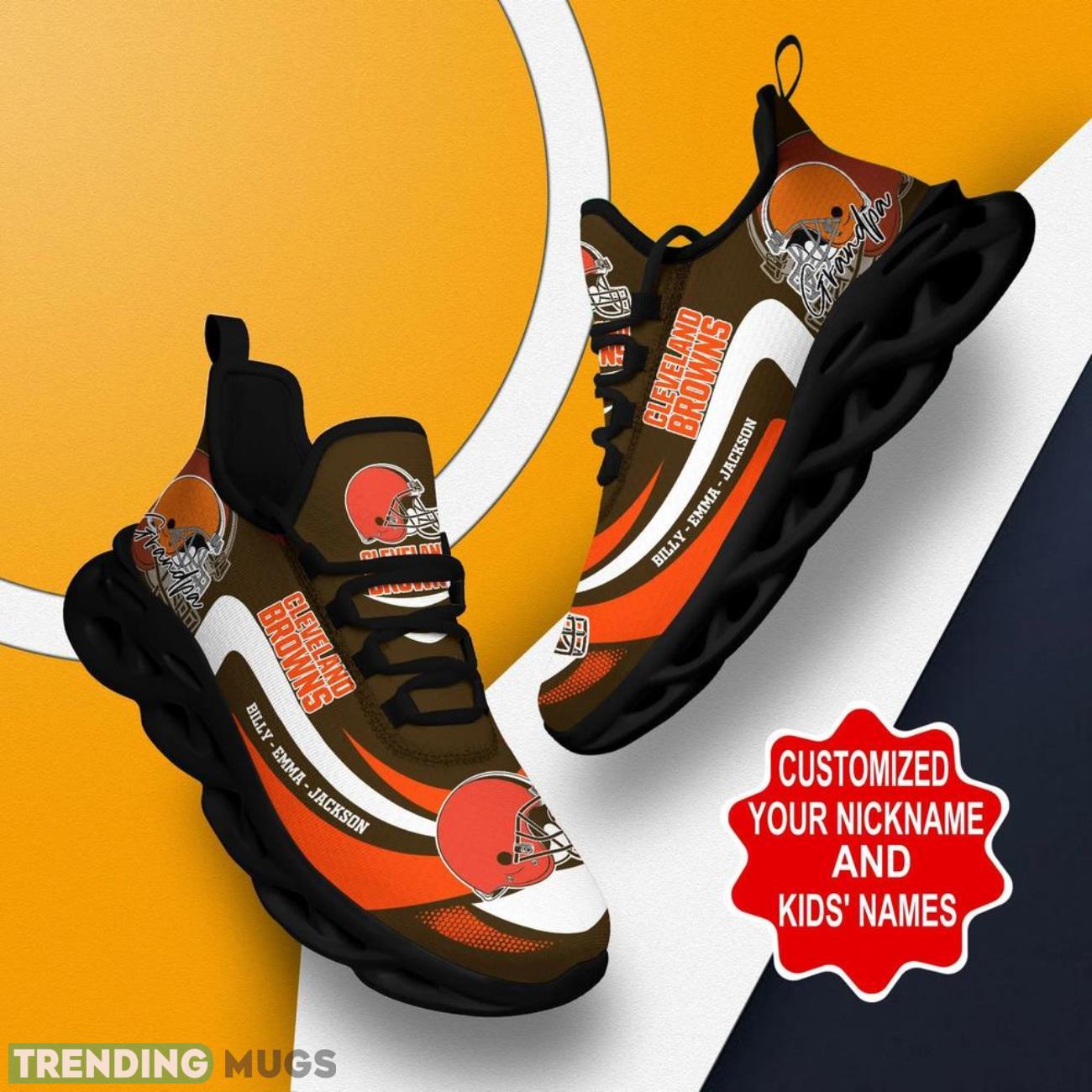 Cleveland Browns NFL Max Soul Shoes Personalized Name Gifts Trending Running Shoes Product Photo 1 Cleveland Browns NFL Max Soul Shoes Personalized Name Gifts Trending Running Shoes Product Photo 1