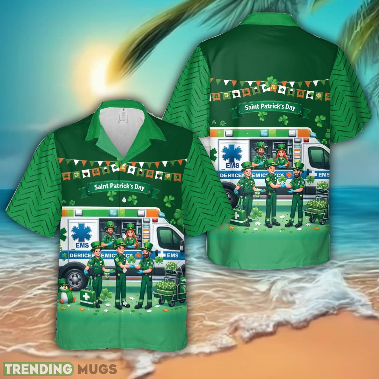 EMS Saint Patrick's Day 3D Hawaiian Shirt Summer Vacation Gift Product Photo 1 EMS Saint Patrick's Day 3D Hawaiian Shirt Summer Vacation Gift Product Photo 1