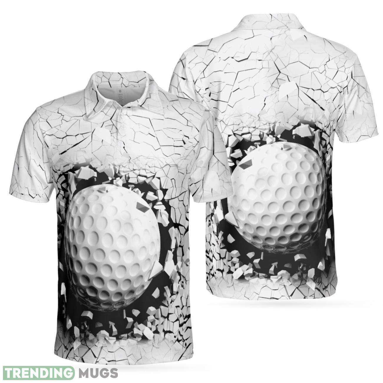 Golf Ball Breaking Polo Shirt Black And White Cracking Pattern Polo Shirt Product Photo 1