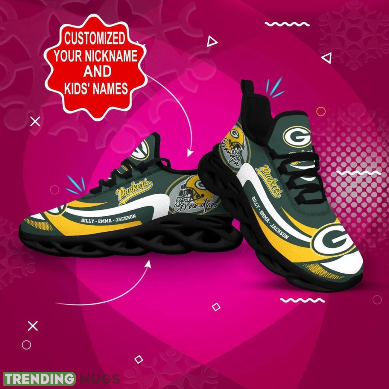 Green Bay Packers NFL Logo Sport Team Max Soul Shoes Custom Name Sneakers Trending Max Soul Green Bay Packers NFL Logo Sport Team Max Soul Shoes Custom Name Sneakers Trending Max Soul