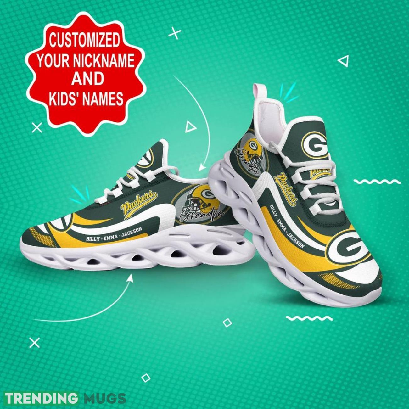 Green Bay Packers NFL Logo Sport Team Max Soul Shoes Custom Name Sneakers Trending Max Soul Green Bay Packers NFL Logo Sport Team Max Soul Shoes Custom Name Sneakers Trending Max Soul