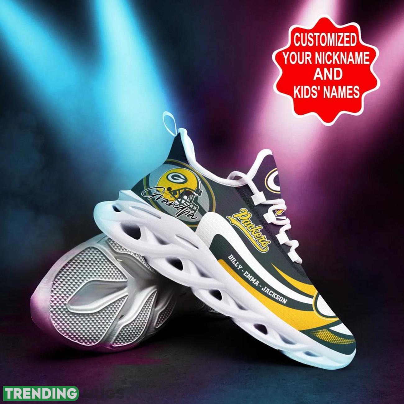 Green Bay Packers NFL Logo Sport Team Max Soul Shoes Custom Name Sneakers Trending Max Soul Green Bay Packers NFL Logo Sport Team Max Soul Shoes Custom Name Sneakers Trending Max Soul