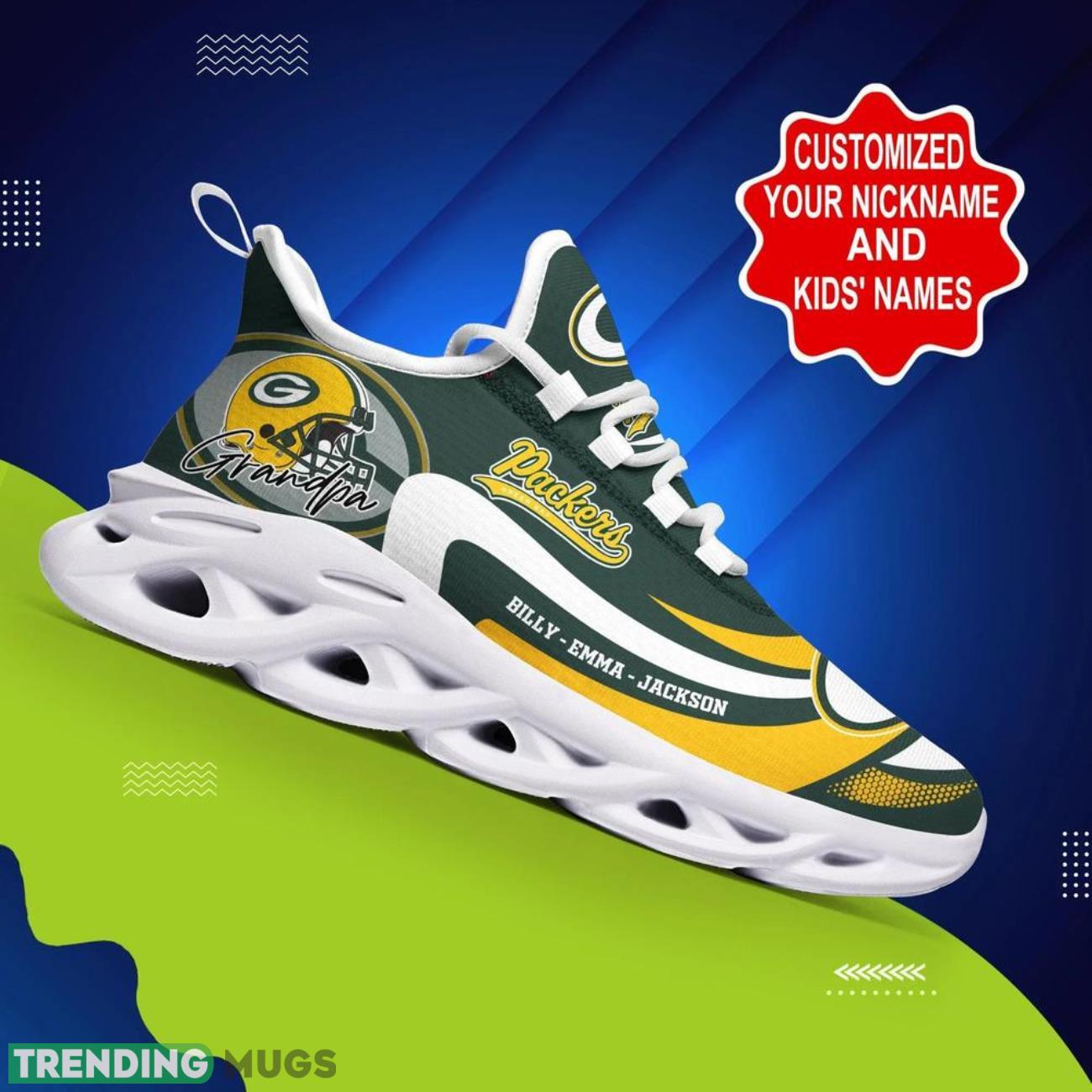 Green Bay Packers NFL Logo Sport Team Max Soul Shoes Custom Name Sneakers Trending Max Soul Green Bay Packers NFL Logo Sport Team Max Soul Shoes Custom Name Sneakers Trending Max Soul