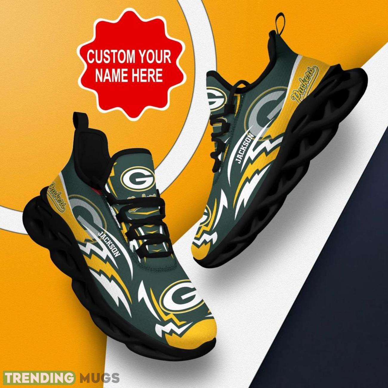 Green Bay Packers NFL Logo Sport Team Max Soul Shoes Sneakers Clunky Shoes Custom Name Personalized Gifts Max Soul Green Bay Packers NFL Logo Sport Team Max Soul Shoes Sneakers Clunky Shoes Custom Name Personalized Gifts Max Soul