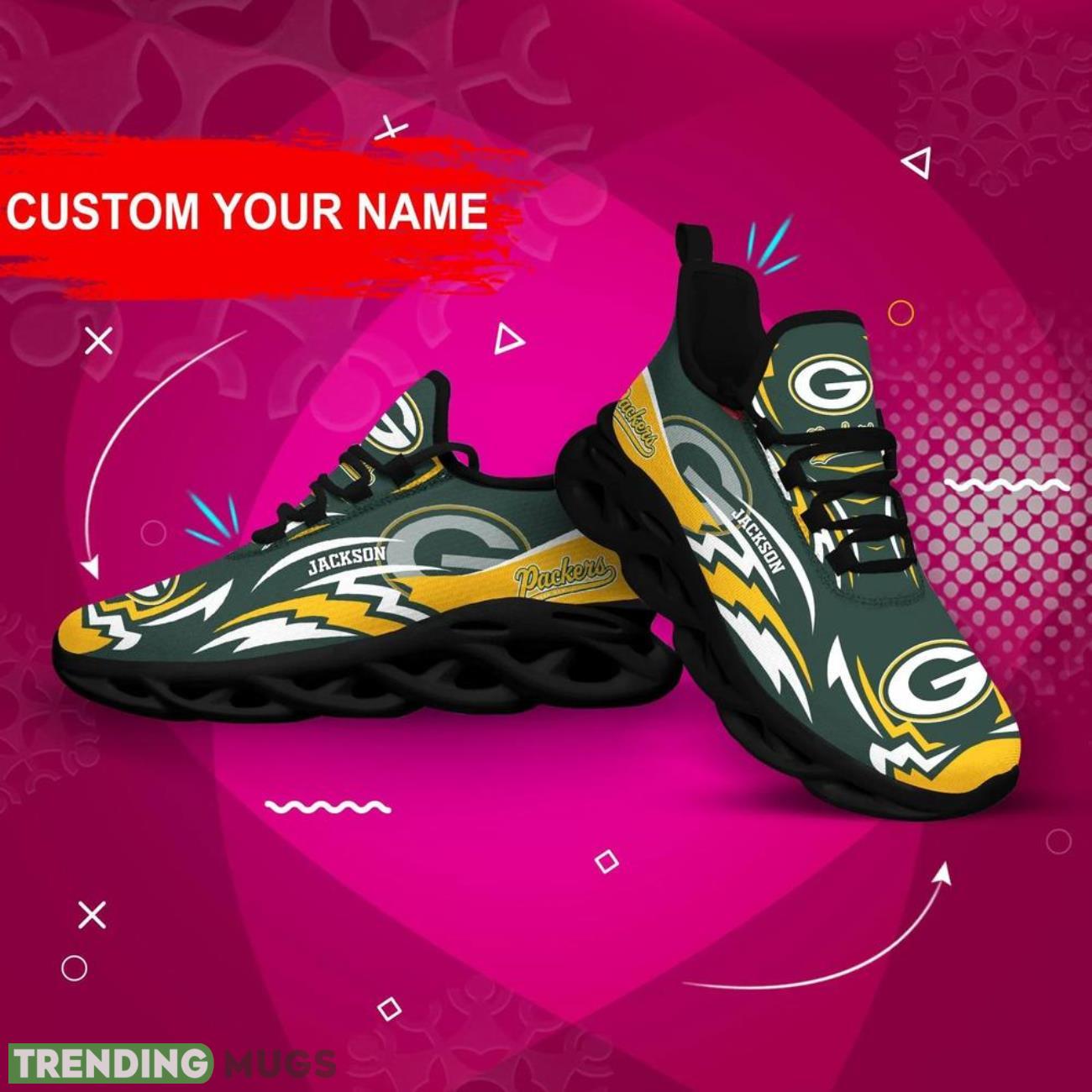 Green Bay Packers NFL Logo Sport Team Max Soul Shoes Sneakers Clunky Shoes Custom Name Personalized Gifts Max Soul Green Bay Packers NFL Logo Sport Team Max Soul Shoes Sneakers Clunky Shoes Custom Name Personalized Gifts Max Soul