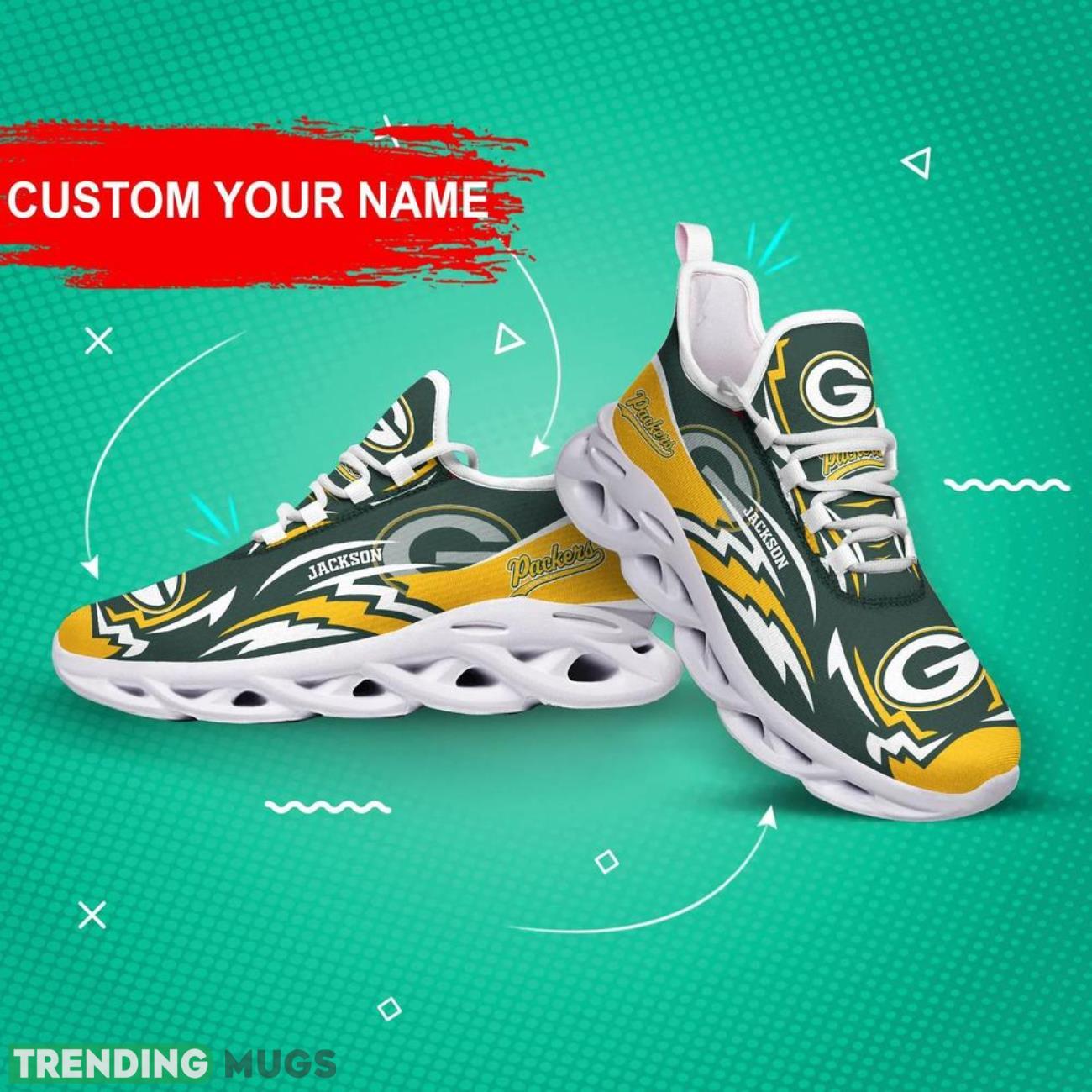 Green Bay Packers NFL Logo Sport Team Max Soul Shoes Sneakers Clunky Shoes Custom Name Personalized Gifts Max Soul Green Bay Packers NFL Logo Sport Team Max Soul Shoes Sneakers Clunky Shoes Custom Name Personalized Gifts Max Soul