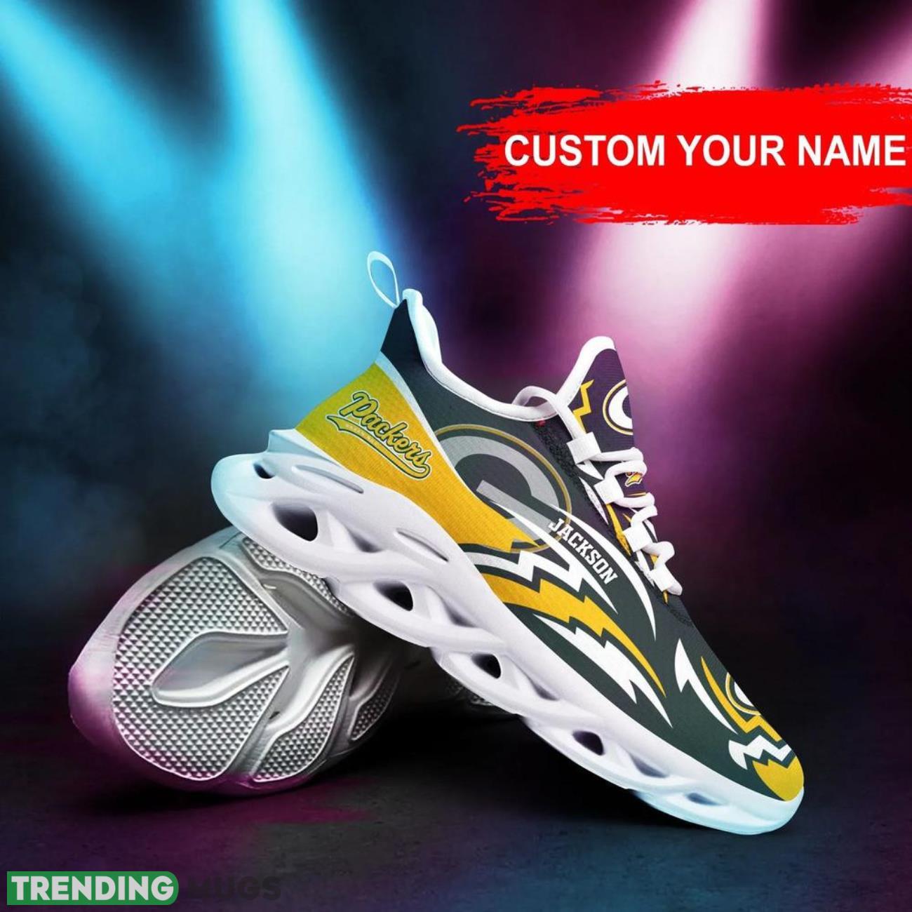 Green Bay Packers NFL Logo Sport Team Max Soul Shoes Sneakers Clunky Shoes Custom Name Personalized Gifts Max Soul Green Bay Packers NFL Logo Sport Team Max Soul Shoes Sneakers Clunky Shoes Custom Name Personalized Gifts Max Soul