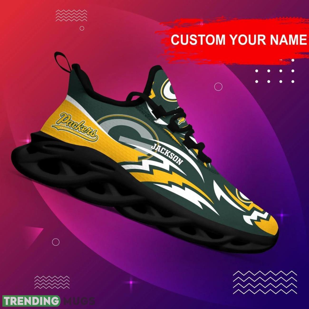 Green Bay Packers NFL Logo Sport Team Max Soul Shoes Sneakers Clunky Shoes Custom Name Personalized Gifts Max Soul Green Bay Packers NFL Logo Sport Team Max Soul Shoes Sneakers Clunky Shoes Custom Name Personalized Gifts Max Soul