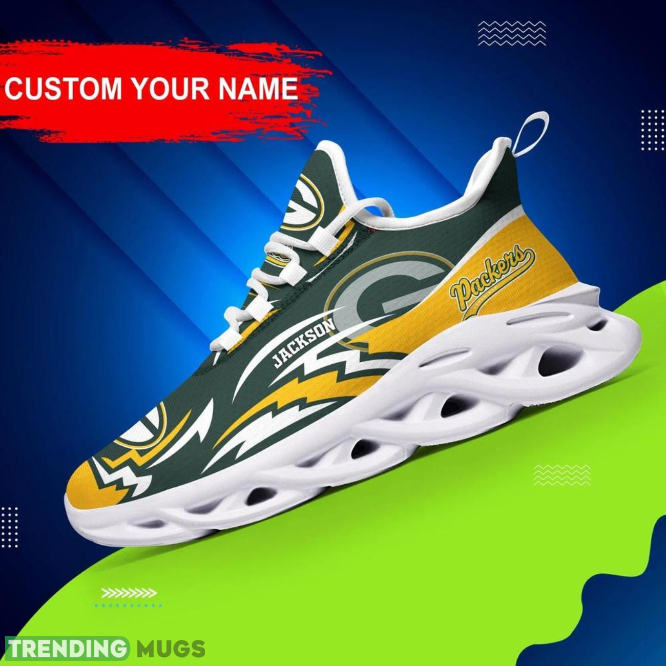 Green Bay Packers NFL Logo Sport Team Max Soul Shoes Sneakers Clunky Shoes Custom Name Personalized Gifts Max Soul Green Bay Packers NFL Logo Sport Team Max Soul Shoes Sneakers Clunky Shoes Custom Name Personalized Gifts Max Soul